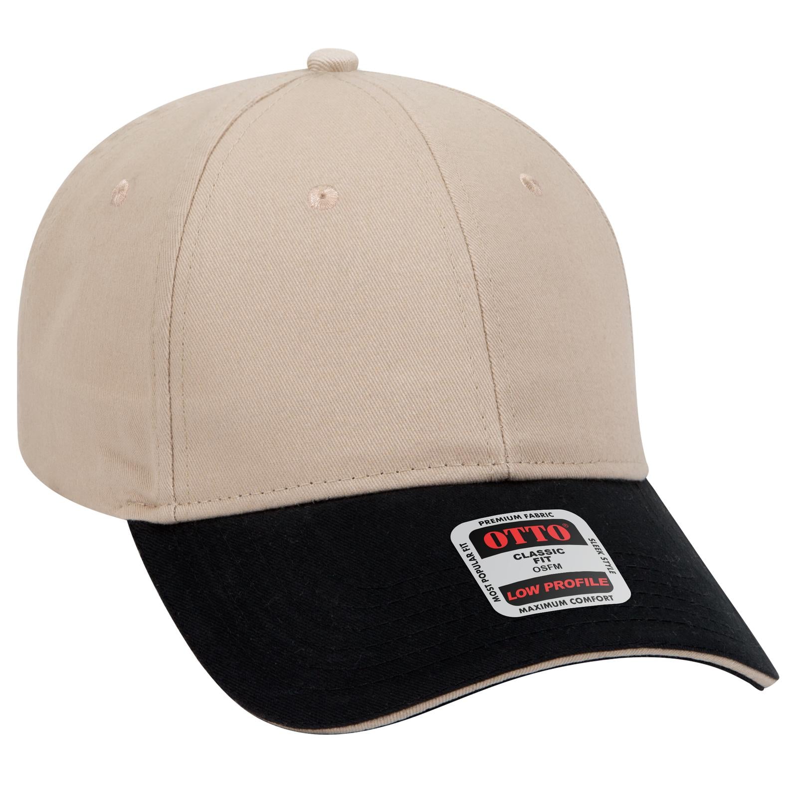 Right View of 033232 - Blk/Kha/Kha OTTO CAP 6 Panel Low Profile Baseball Cap