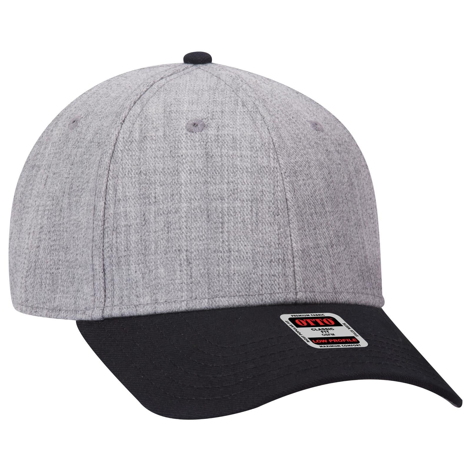 Right View of 0374 - Blk/Hthr. Gry OTTO CAP 6 Panel Low Profile Baseball Cap