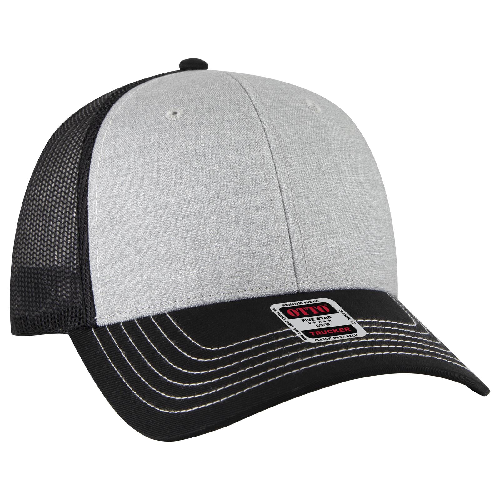 Right View of 037403B - Blk/Ht Gry/Blk OTTO CAP 6 Panel Low Profile Mesh Back Trucker Hat