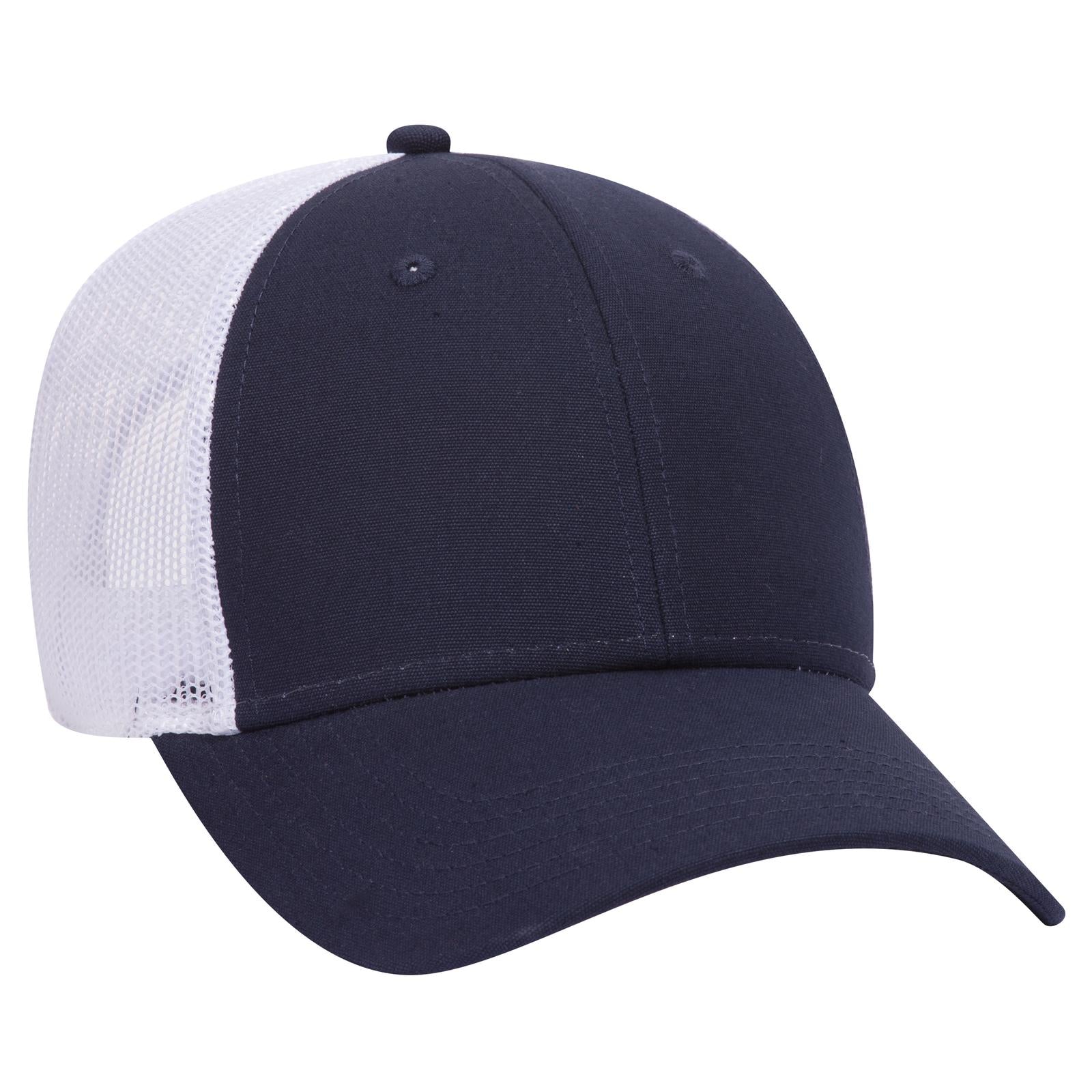 Right View of 040416 - Nvy/Nvy/Wht OTTO CAP 6 Panel Low Profile Mesh Back Trucker Hat