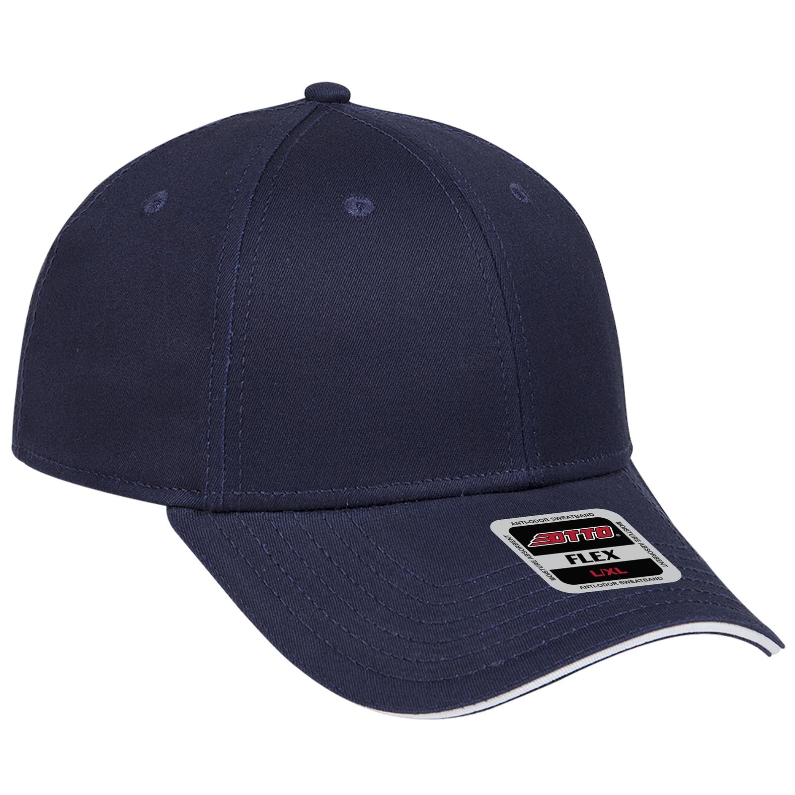 Front View of 040416 - Nvy/Nvy/Wht OTTO CAP "OTTO FLEX" Fitted 6 Panel Low Profile Baseball Cap