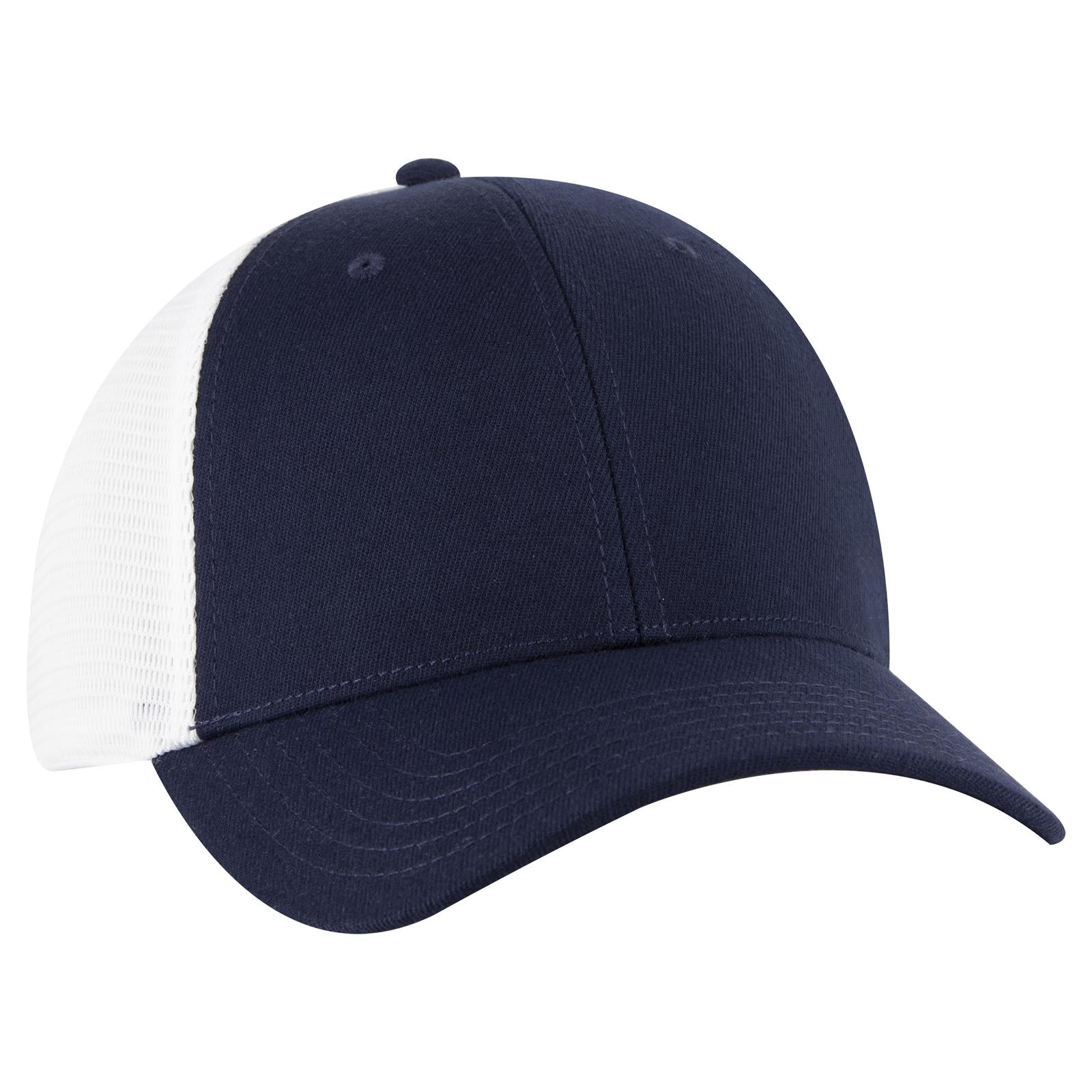 Right View of 0416 - Nvy/Wht OTTO CAP "OTTO FLEX" Fitted 6 Panel Low Profile Mesh Back Trucker Hat