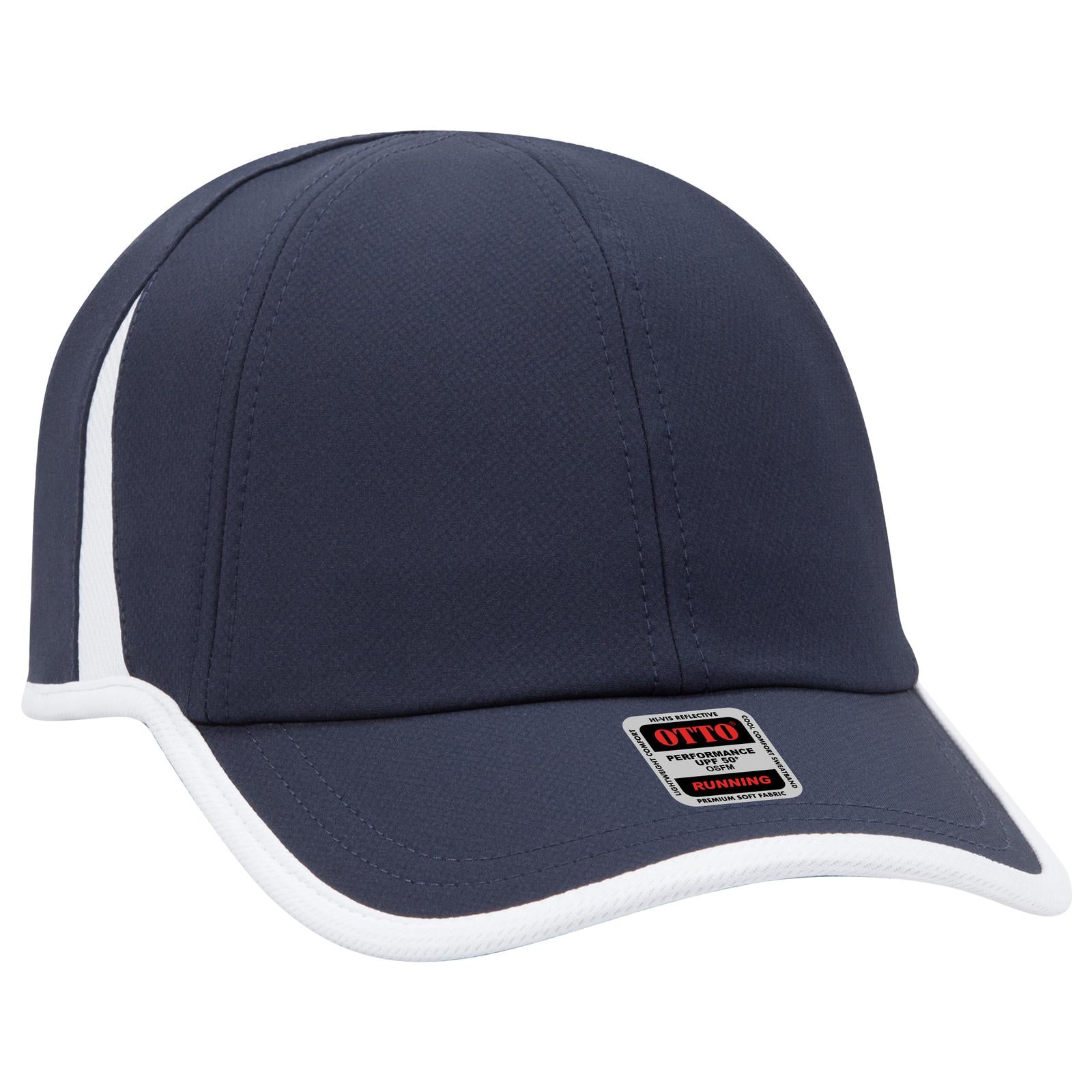 Right View of 0416 - Nvy/Wht OTTO CAP UPF 50+ 6 Panel Running Hat