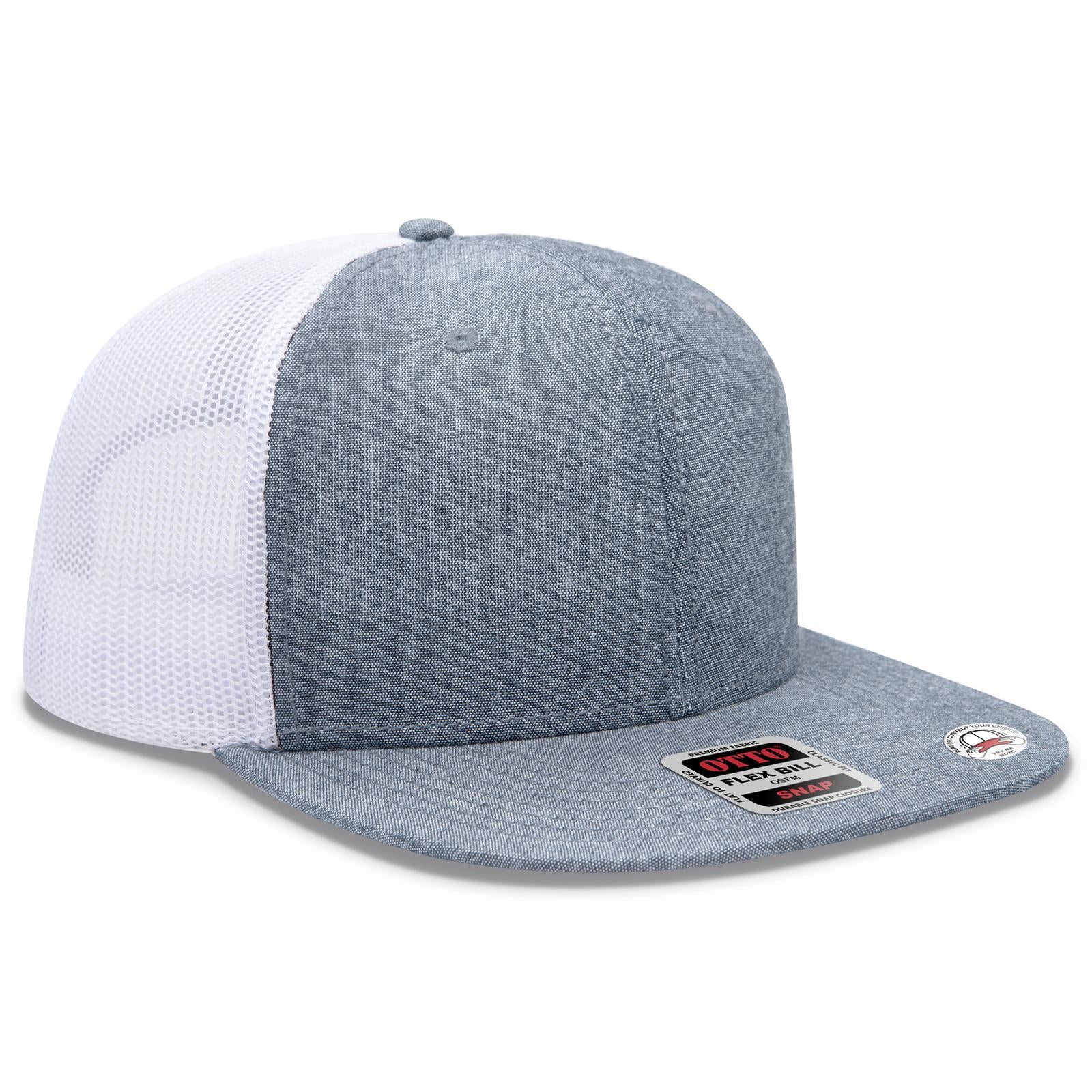 Right View of 0416A - Nvy/Wht OTTO CAP "OTTO SNAP" 6 Panel Pro Style Mesh Back Trucker Snapback Hat