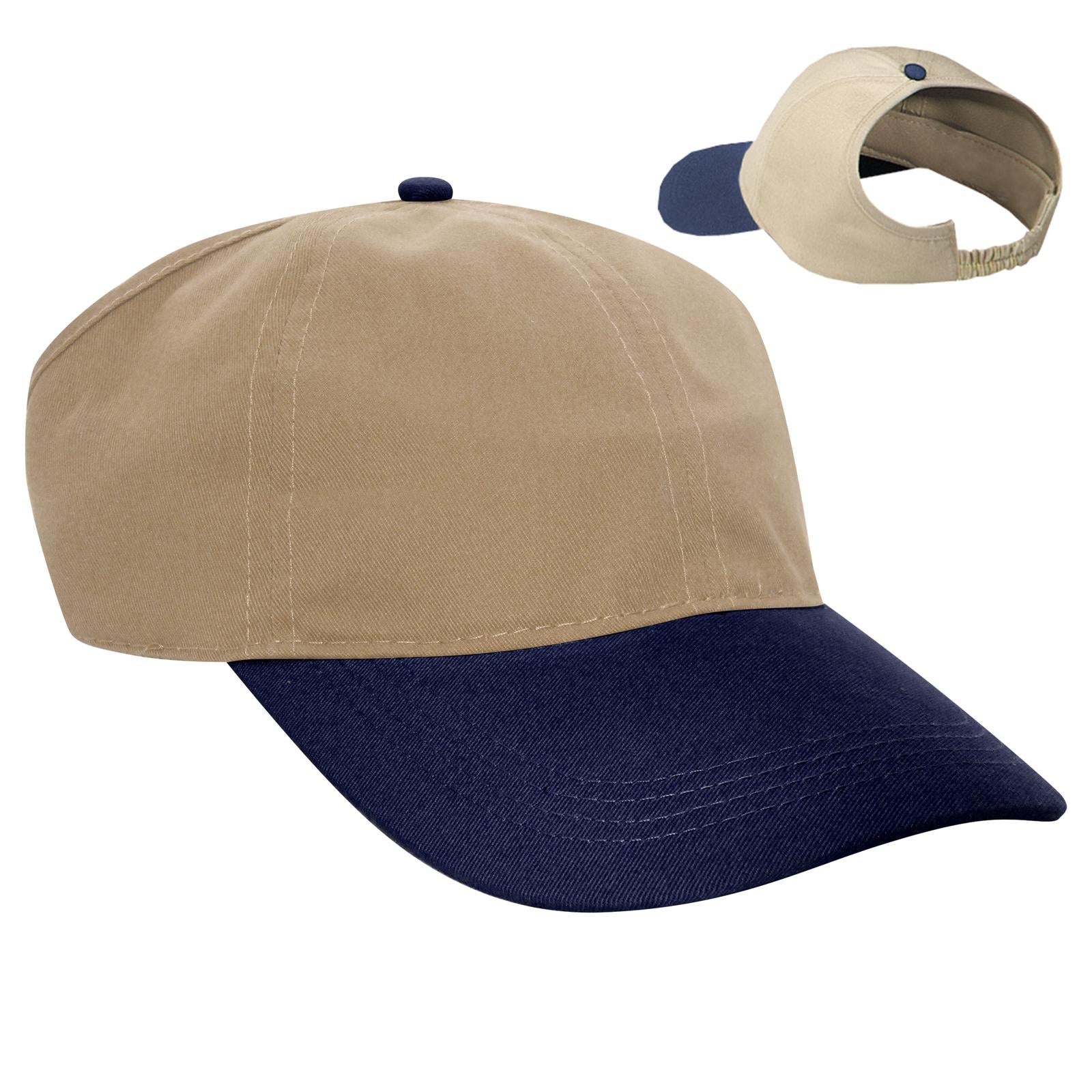 Rear View of 0432 - Nvy/Kha OTTO CAP 4 Panel Ponytail Cap