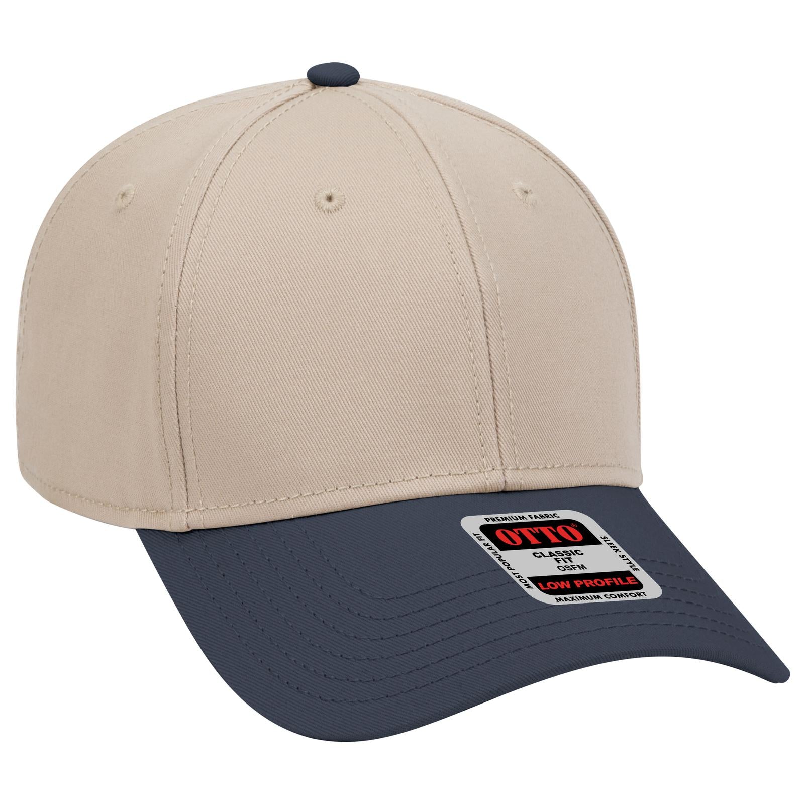 Right View of 043232 - Nvy/Kha/Kha OTTO CAP 6 Panel Low Profile Baseball Cap