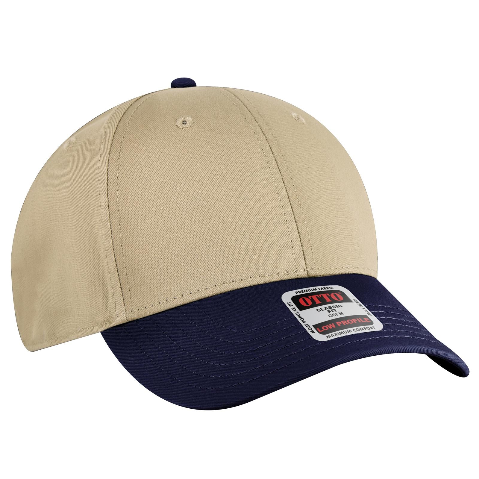 Front View of 043232 - Nvy/Kha/Kha OTTO CAP 6 Panel Low Profile Baseball Cap
