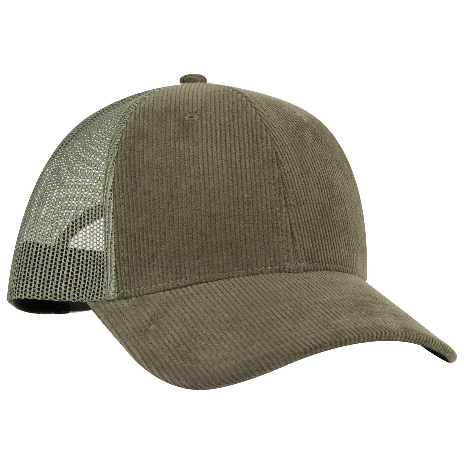 Right View of 046F - Dk Ol Grn OTTO CAP 6 Panel Low Profile Mesh Back Trucker Hat