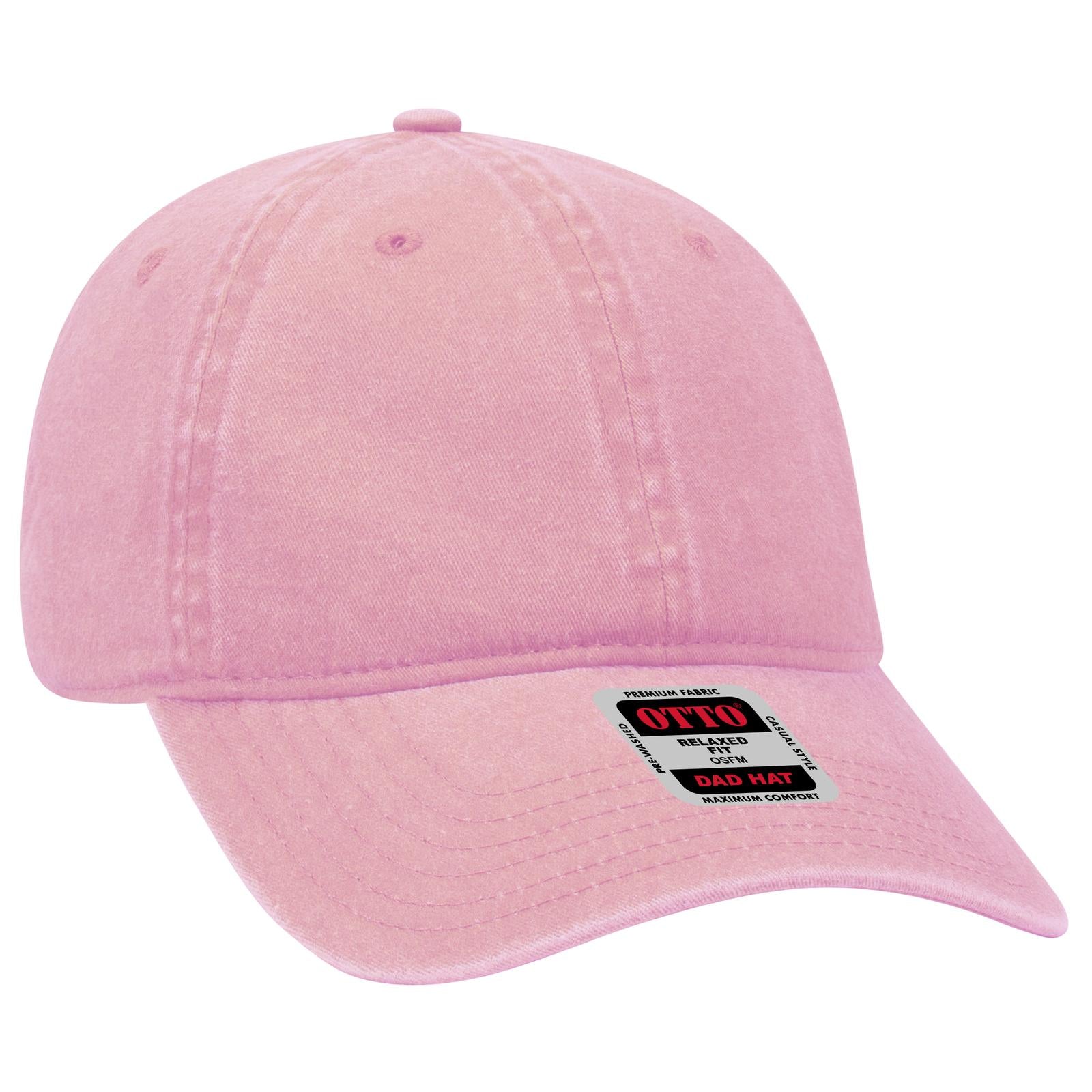 Right View of 050 - Pink OTTO CAP 6 Panel Low Profile Dad Hat