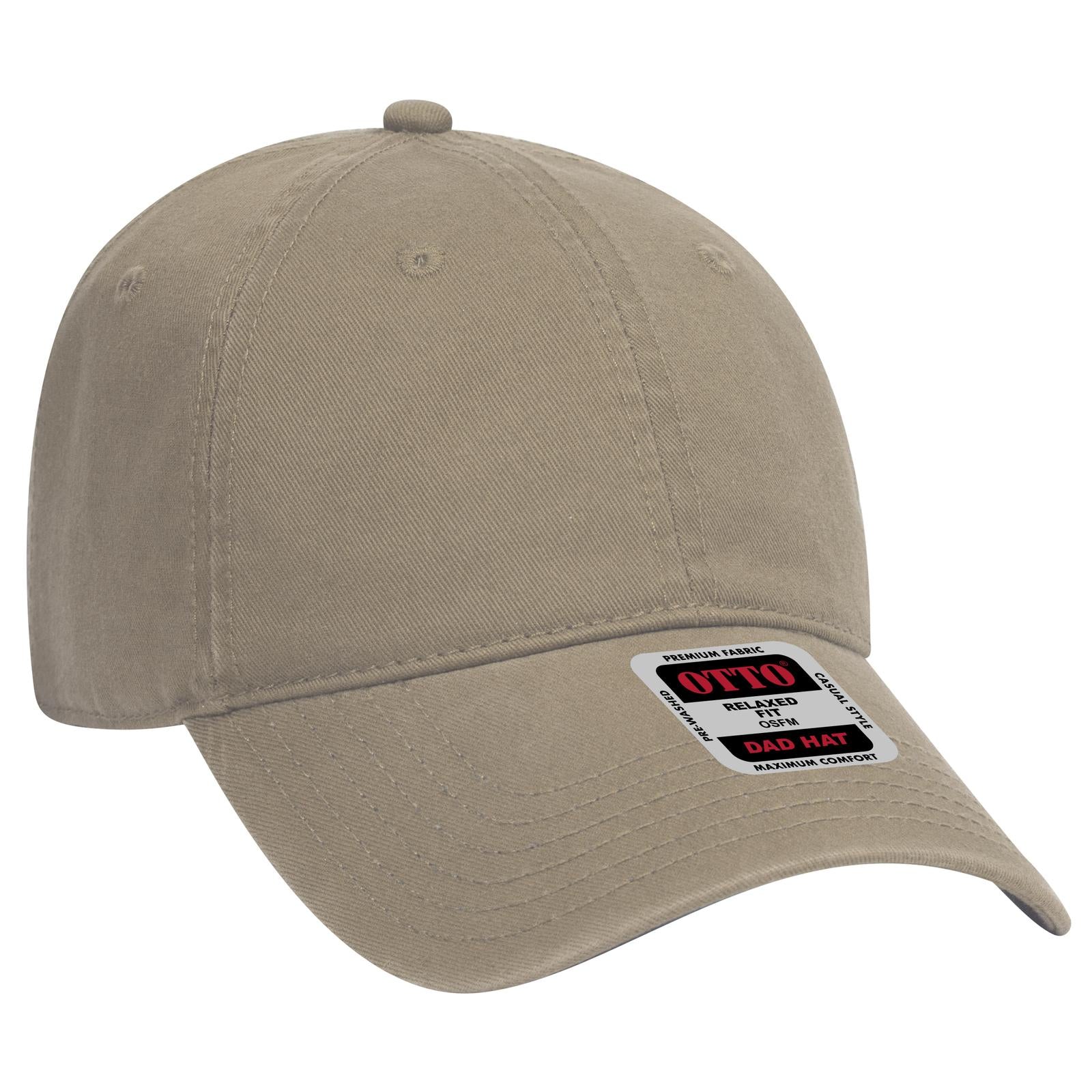 Right View of 053 - Dk. Khaki OTTO CAP 6 Panel Low Profile Dad Hat