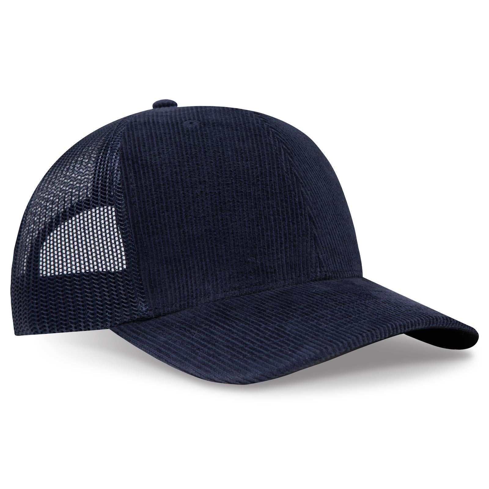 Right View of 067F - Nv Blu OTTO CAP 6 Panel Mid Profile Mesh Back Trucker Hat