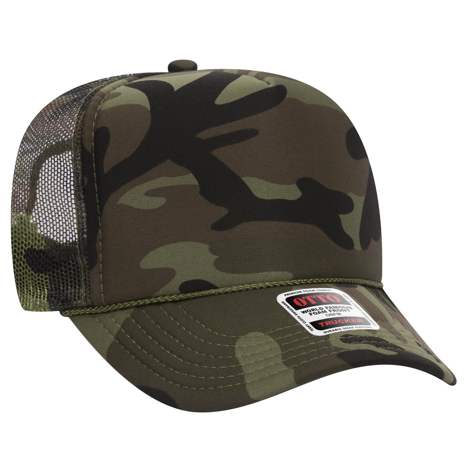 Front View of 0703CPB OTTO CAP 5 Panel High Crown Mesh Back Trucker Hat
