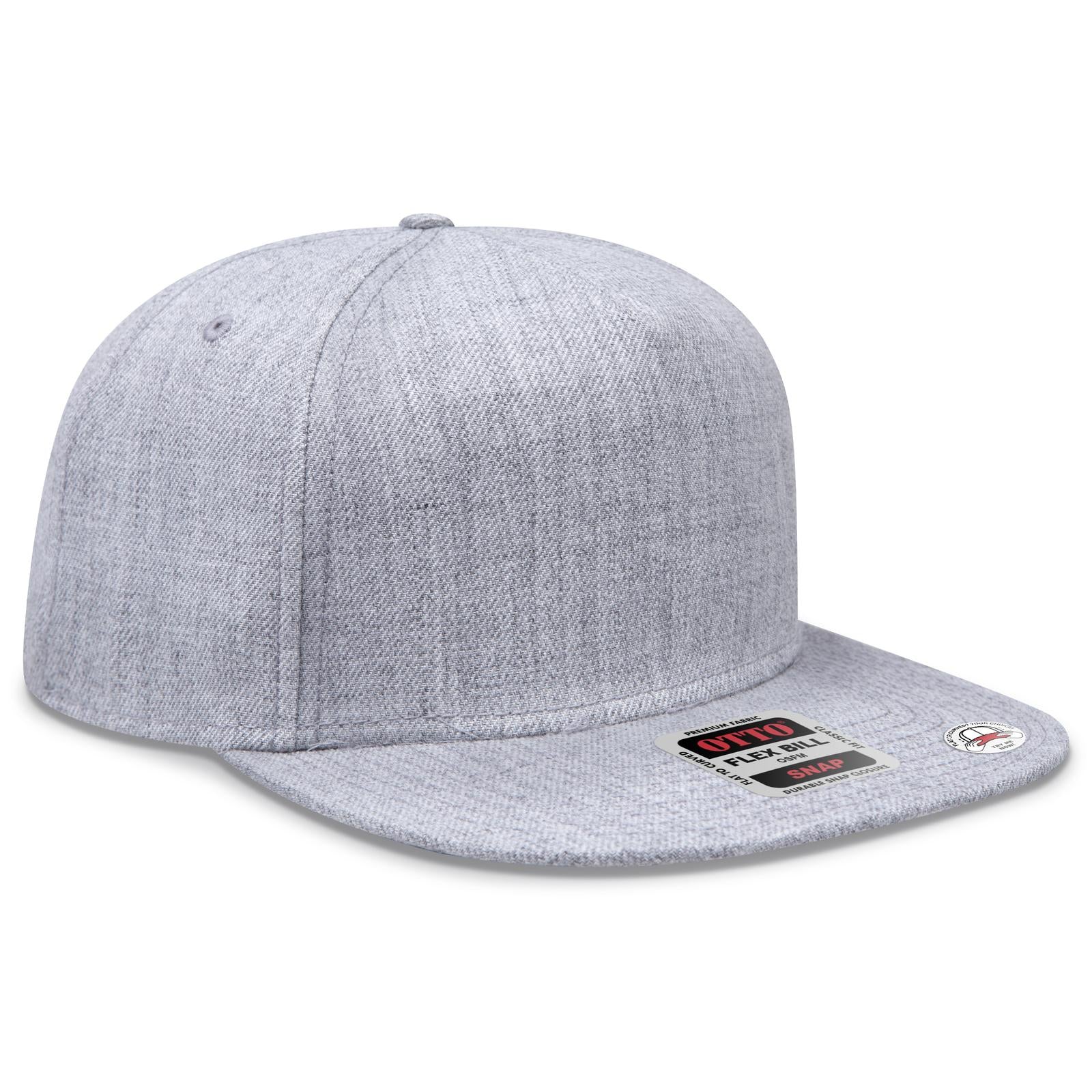 Right View of 074 - Heath. Gray OTTO CAP "OTTO SNAP" 5 Panel Pro Style Snapback Hat