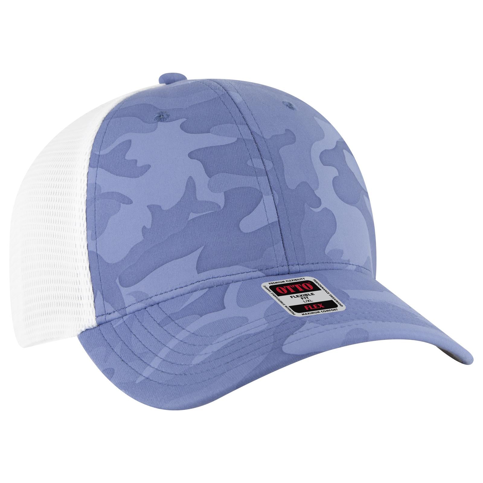 Front View of 083016 - Cb.Blu/Sk.Blu/Wht OTTO CAP "OTTO FLEX" Fitted 6 Panel Low Profile Mesh Back Trucker Hat