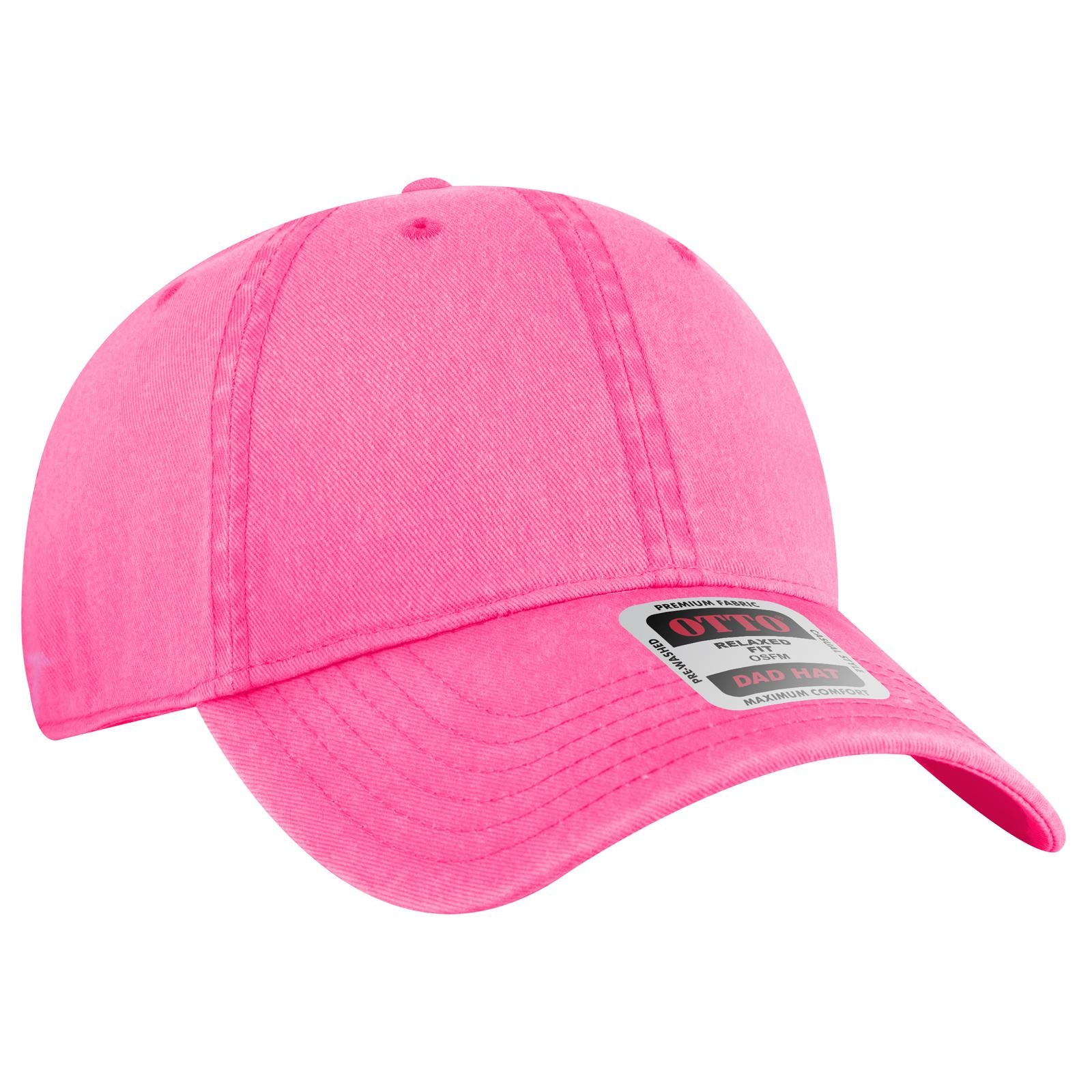 Right View of 089 - N. Pink OTTO CAP 6 Panel Low Profile Dad Hat