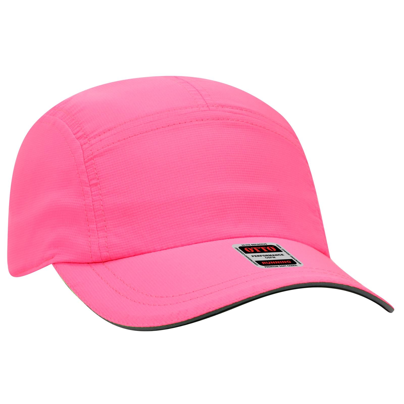 Front View of 089 - N. Pink OTTO CAP Reflective 5 Panel Running Cap