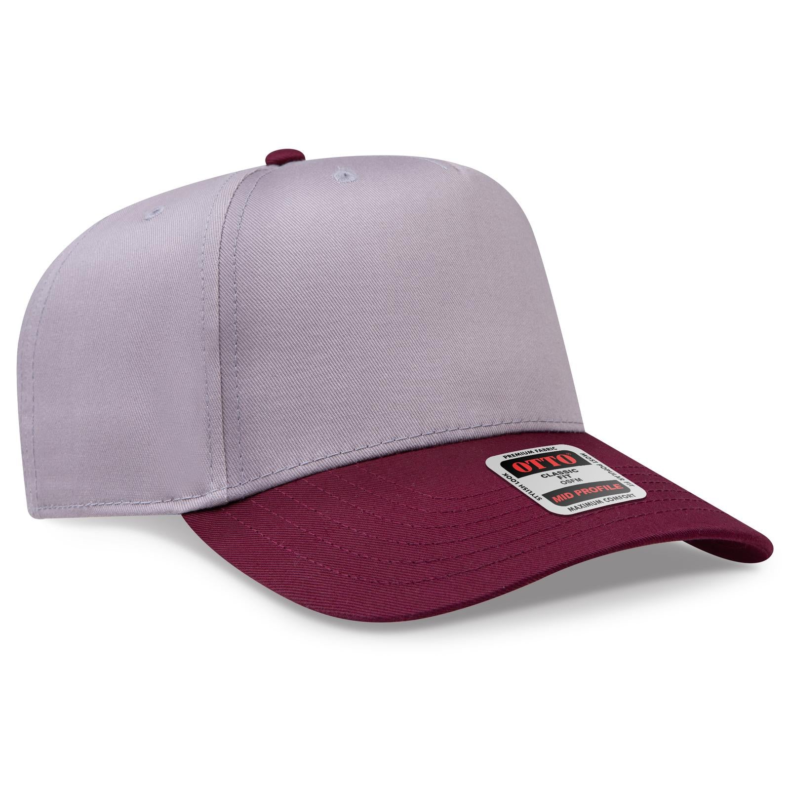 Right View of 1014 - Marn/Gry OTTO CAP 5 Panel Mid Profile Baseball Cap