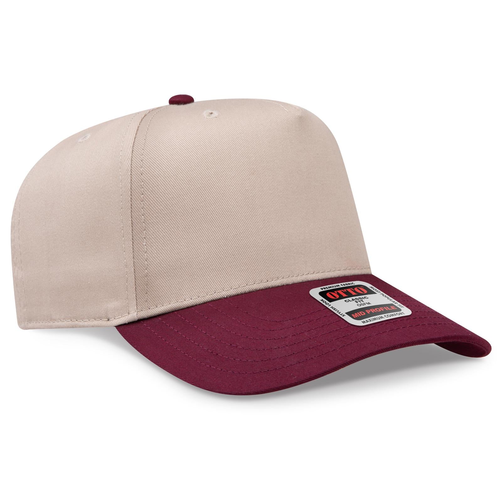 Front View of 1032 - Marn/Kha OTTO CAP 5 Panel Mid Profile Baseball Cap