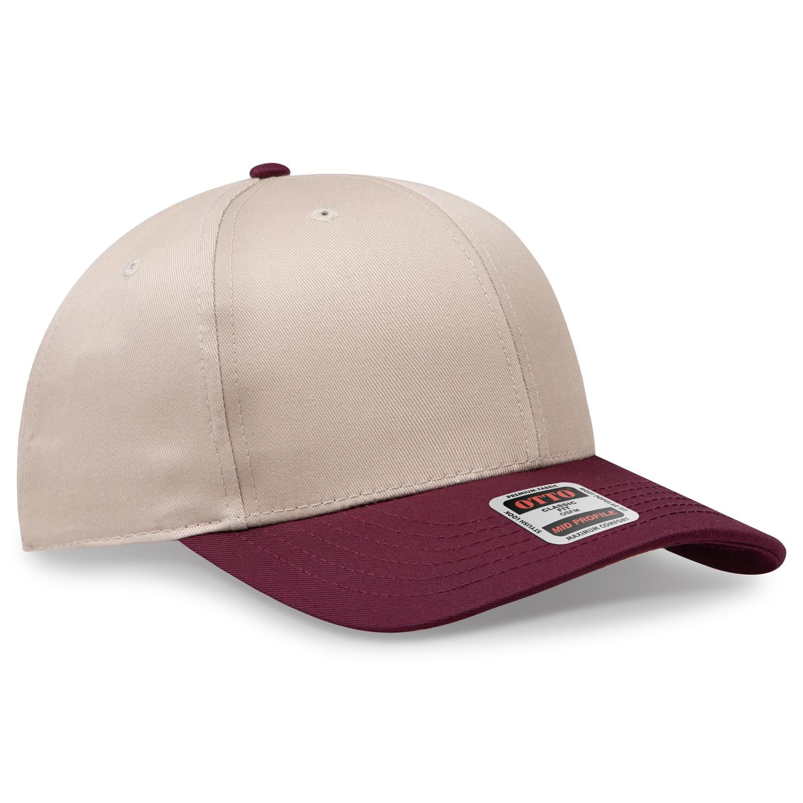 Front View of 1032 - Marn/Kha OTTO CAP 6 Panel Mid Profile Baseball Cap