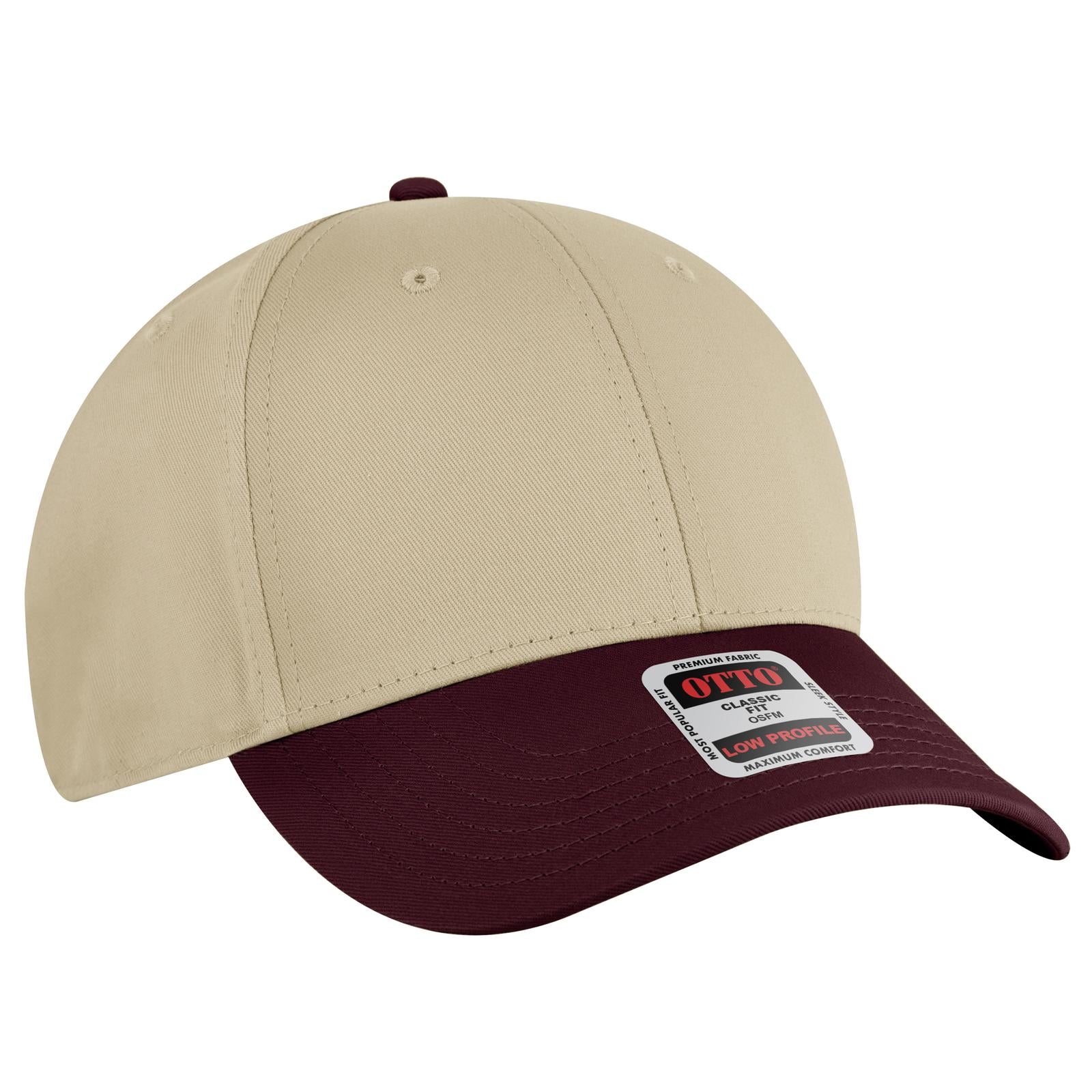 Right View of 103232 - Mrn/Kha/Kha OTTO CAP 6 Panel Low Profile Baseball Cap