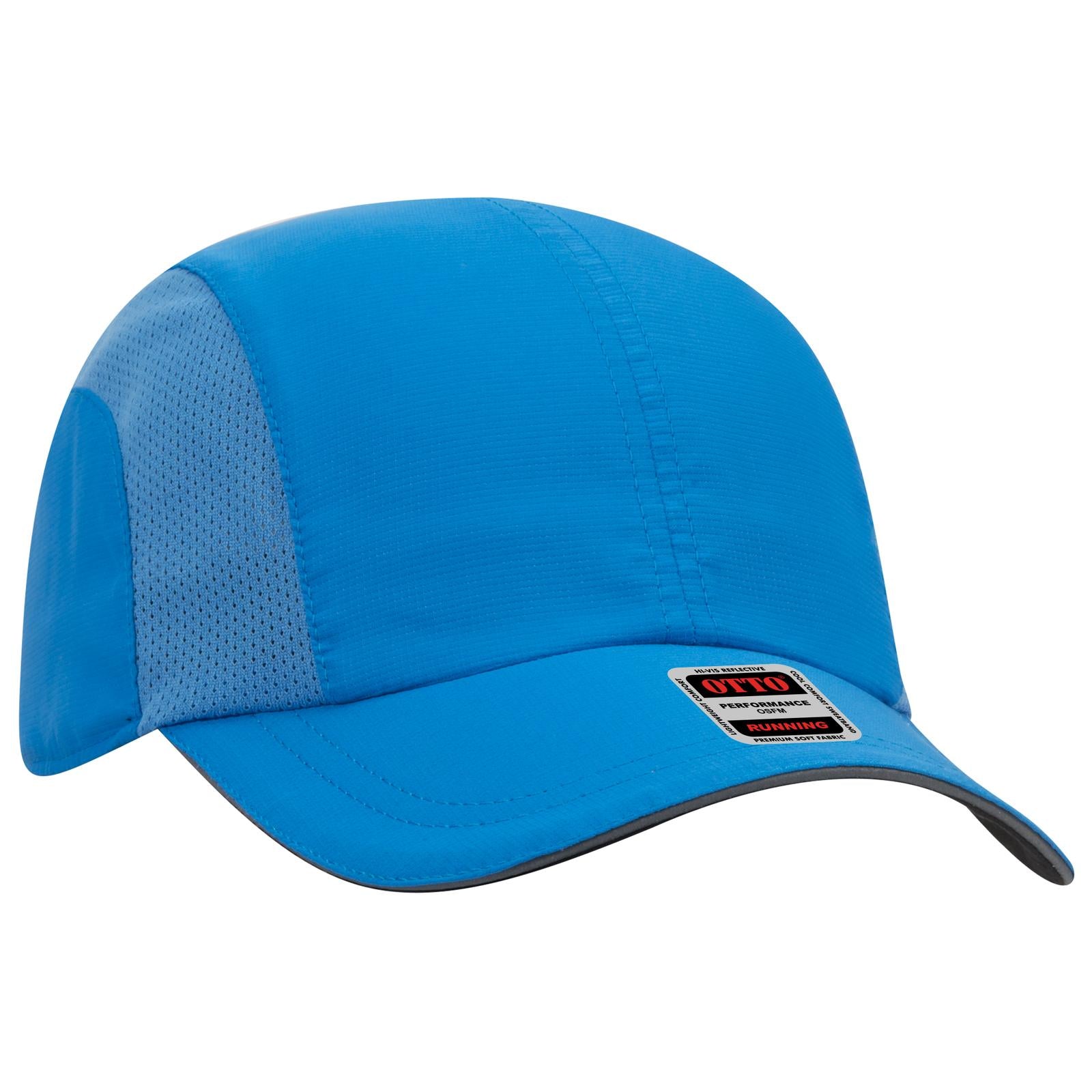 Right View of 107 - Neon Blue OTTO CAP Reflective 6 Panel Running Cap