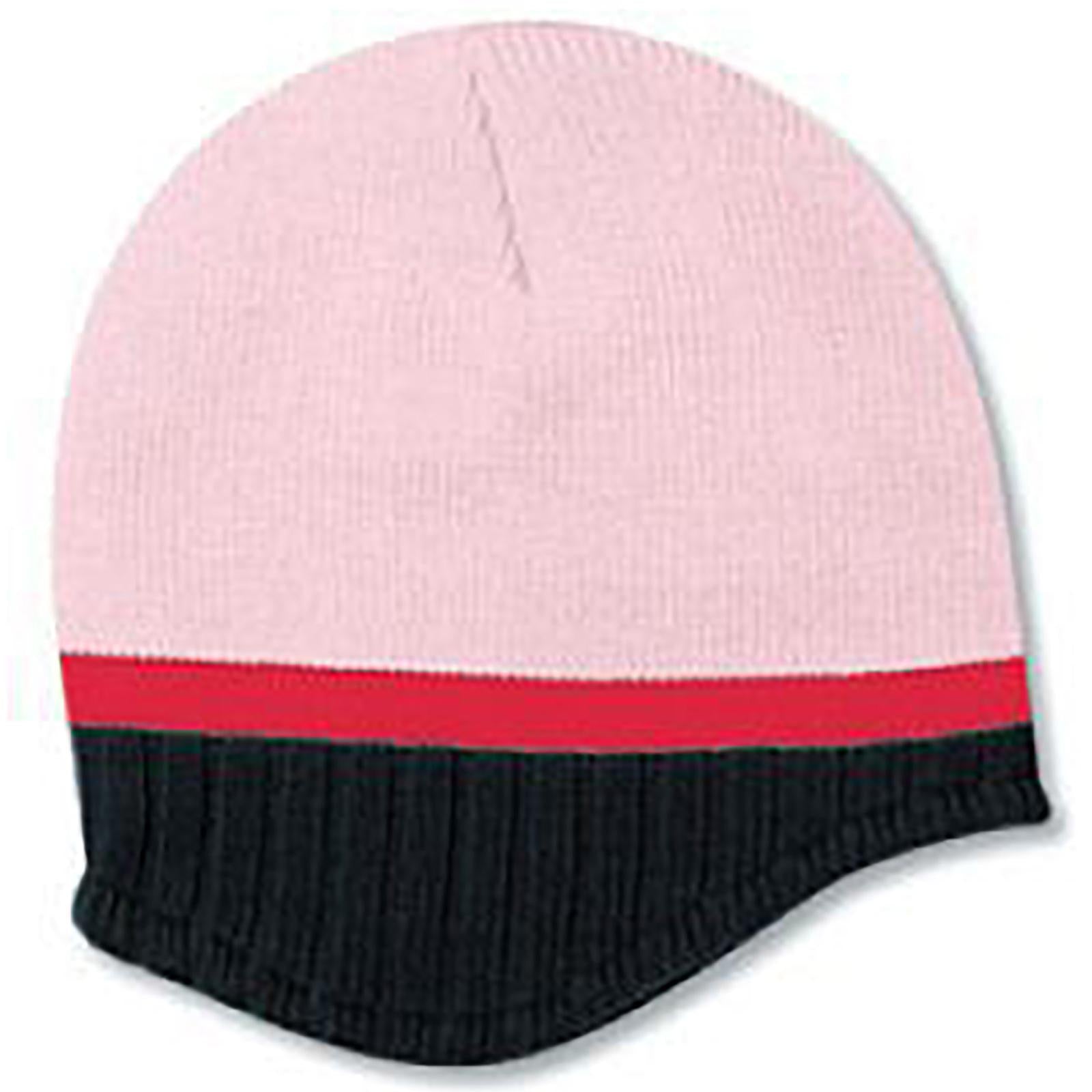 Right View of 120342 - S.Pnk/Blk/H.Pnk OTTO CAP Beanie with Trim and Fleece Lining
