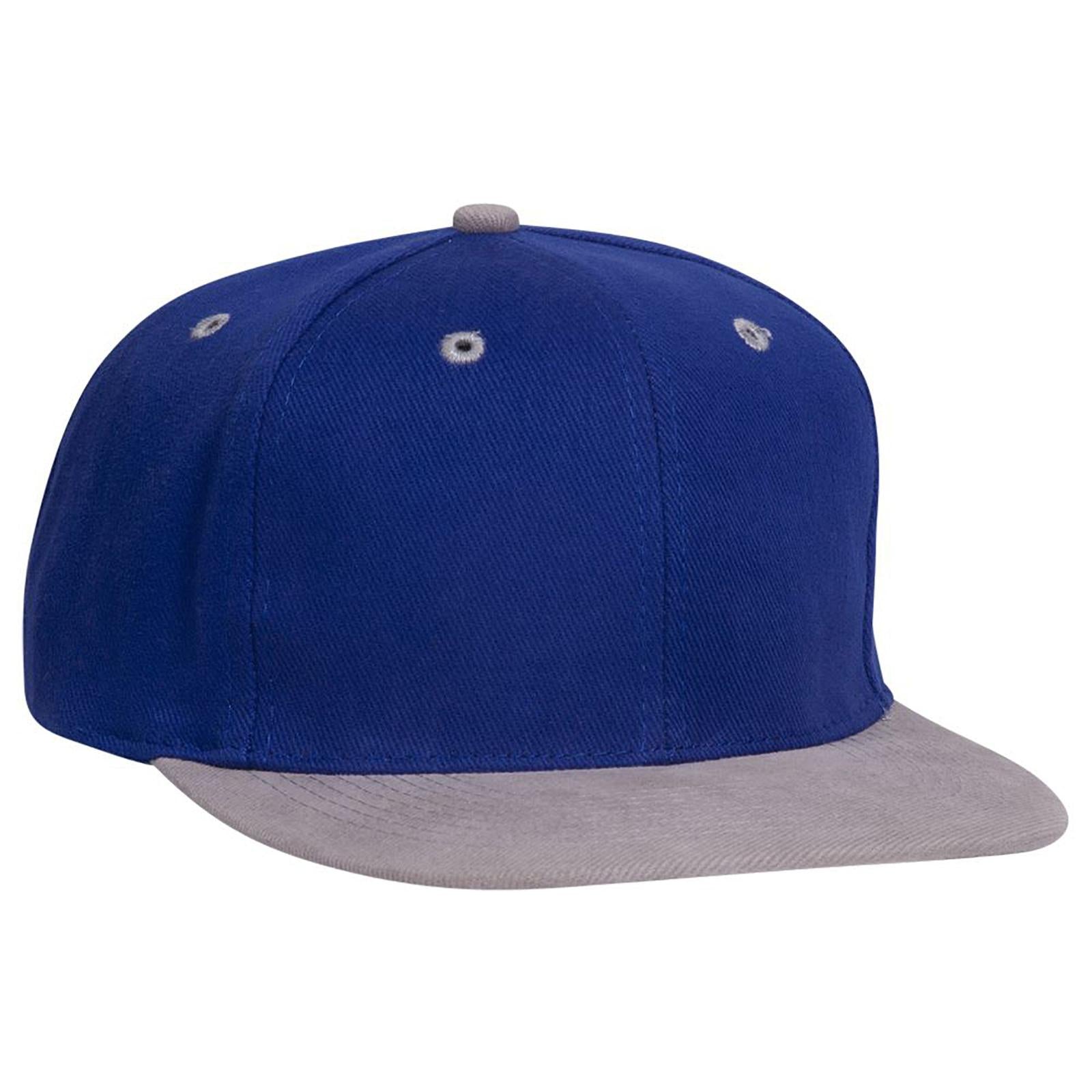 Front View of 1401 - Gry/Ryl OTTO CAP 6 Panel Mid Profile Baseball Cap