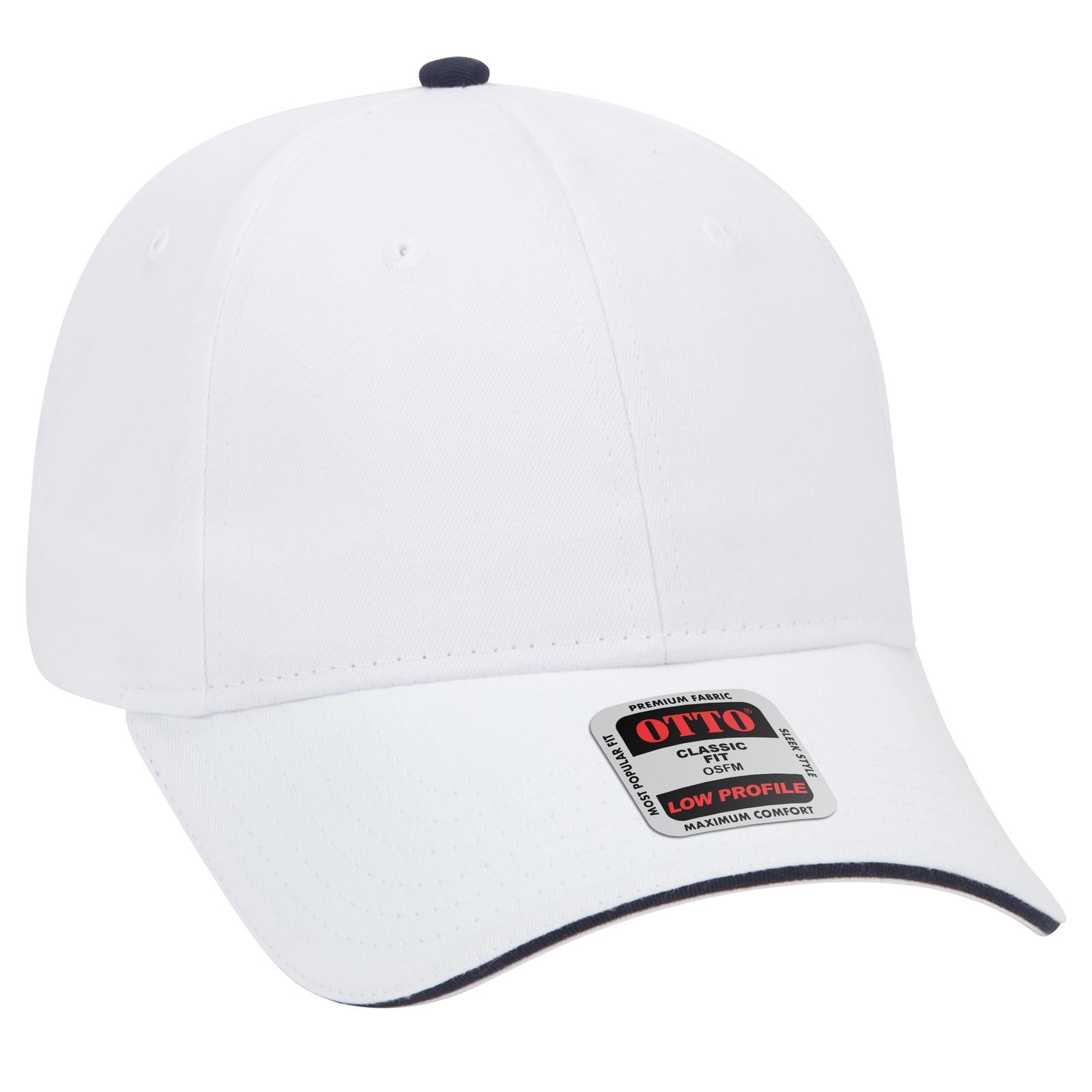 Right View of 161604 - Wht/Wht/Nvy OTTO CAP 6 Panel Low Profile Baseball Cap