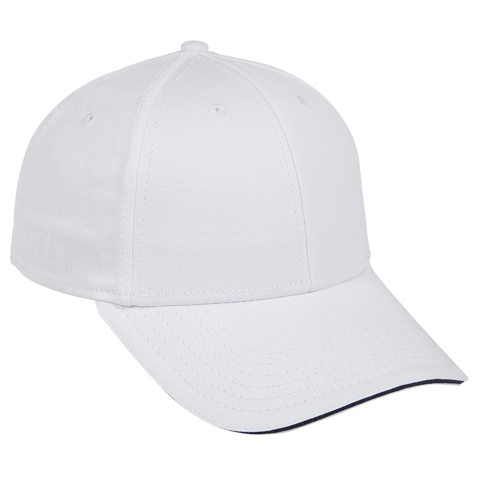 Front View of 161604 - Wht/Wht/Nvy OTTO CAP "OTTO FLEX" Fitted 6 Panel Low Profile Baseball Cap