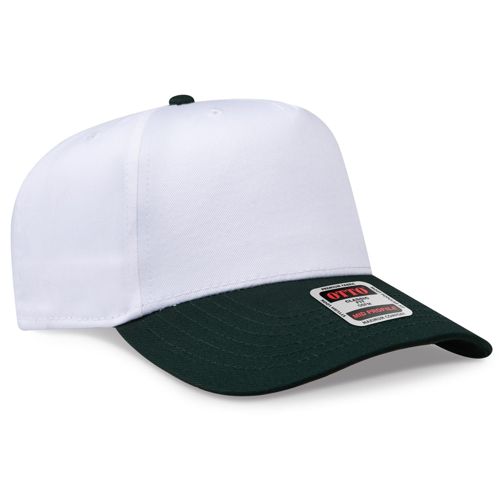 Right View of 1716 - Dk.Grn/Wht OTTO CAP 5 Panel Mid Profile Baseball Cap