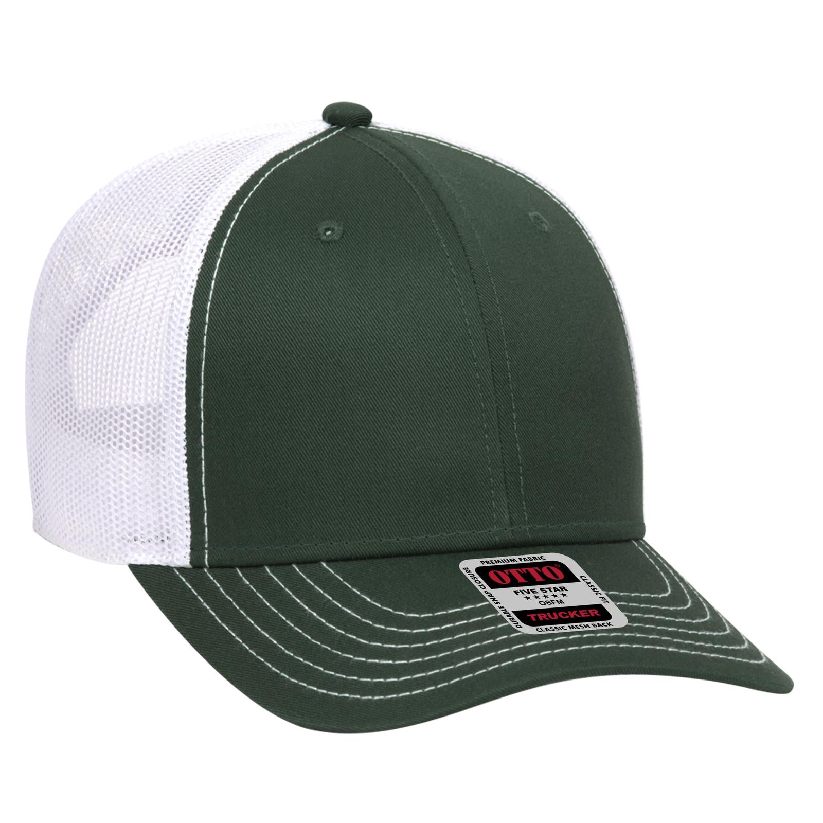Right View of 171716 - Dk.Grn/Dk.Grn/Wht OTTO CAP 6 Panel Low Profile Mesh Back Trucker Hat