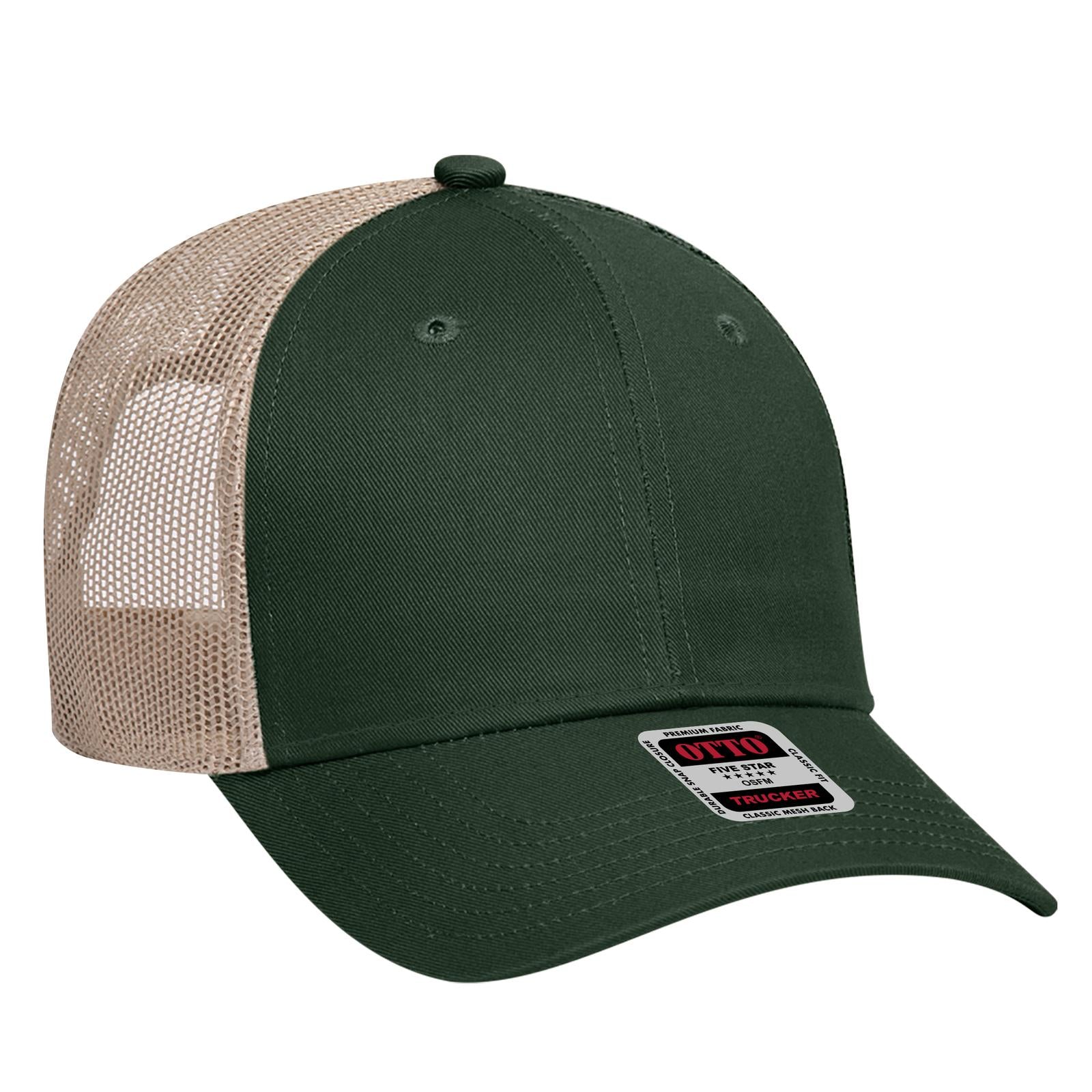 Right View of 171732 - Dk.Grn/Dk.Grn/Kha OTTO CAP 6 Panel Low Profile Mesh Back Trucker Hat