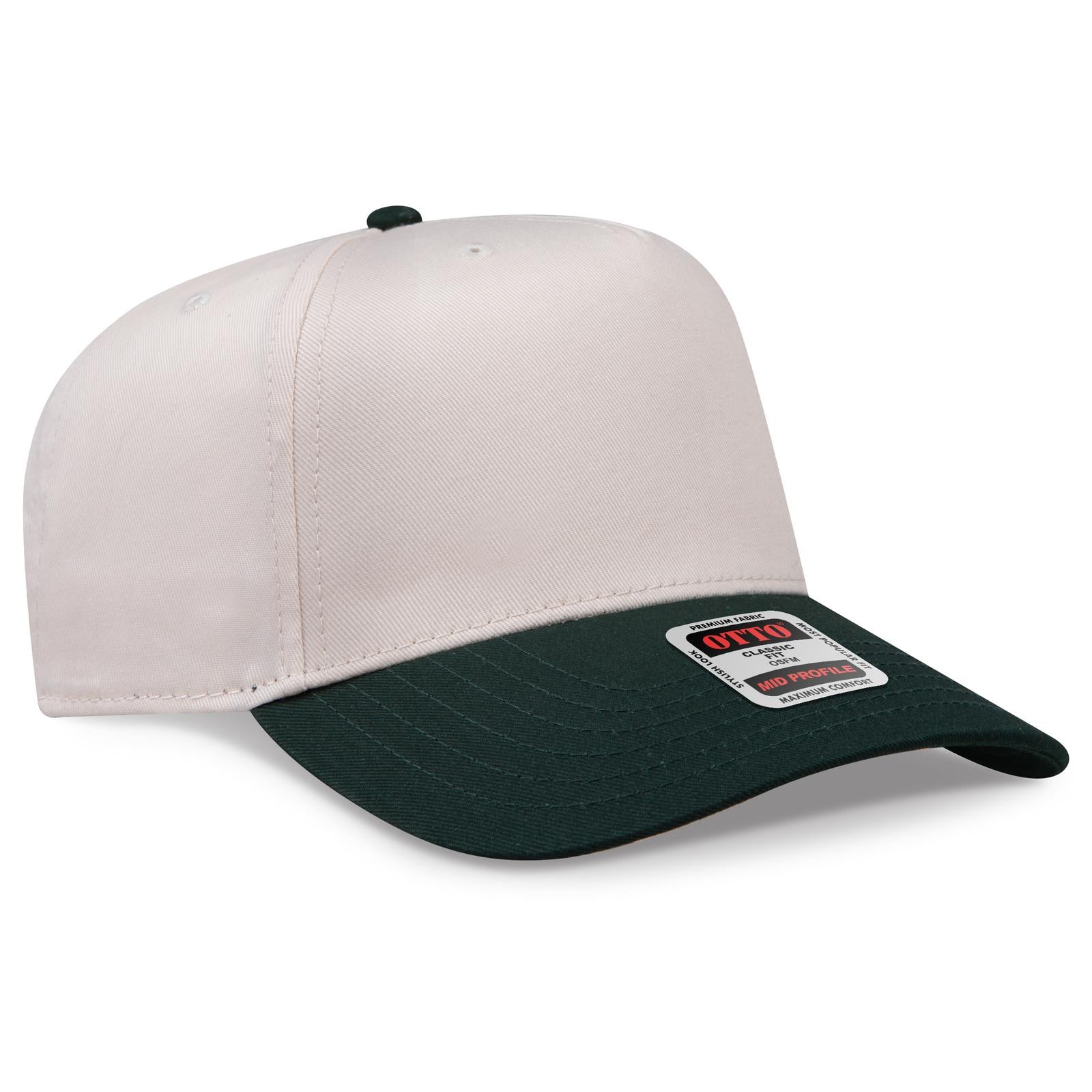Right View of 1731 - Dk.Grn/Natrl OTTO CAP 5 Panel Mid Profile Baseball Cap