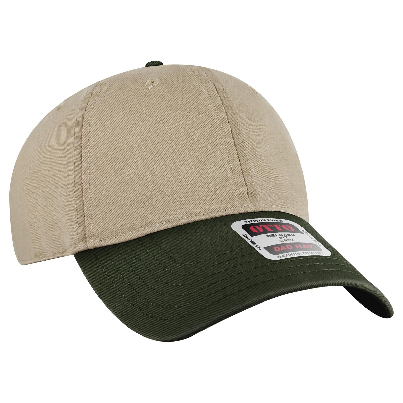 Right View of 1732 - Dk.Grn/Kha OTTO CAP 6 Panel Low Profile Dad Hat