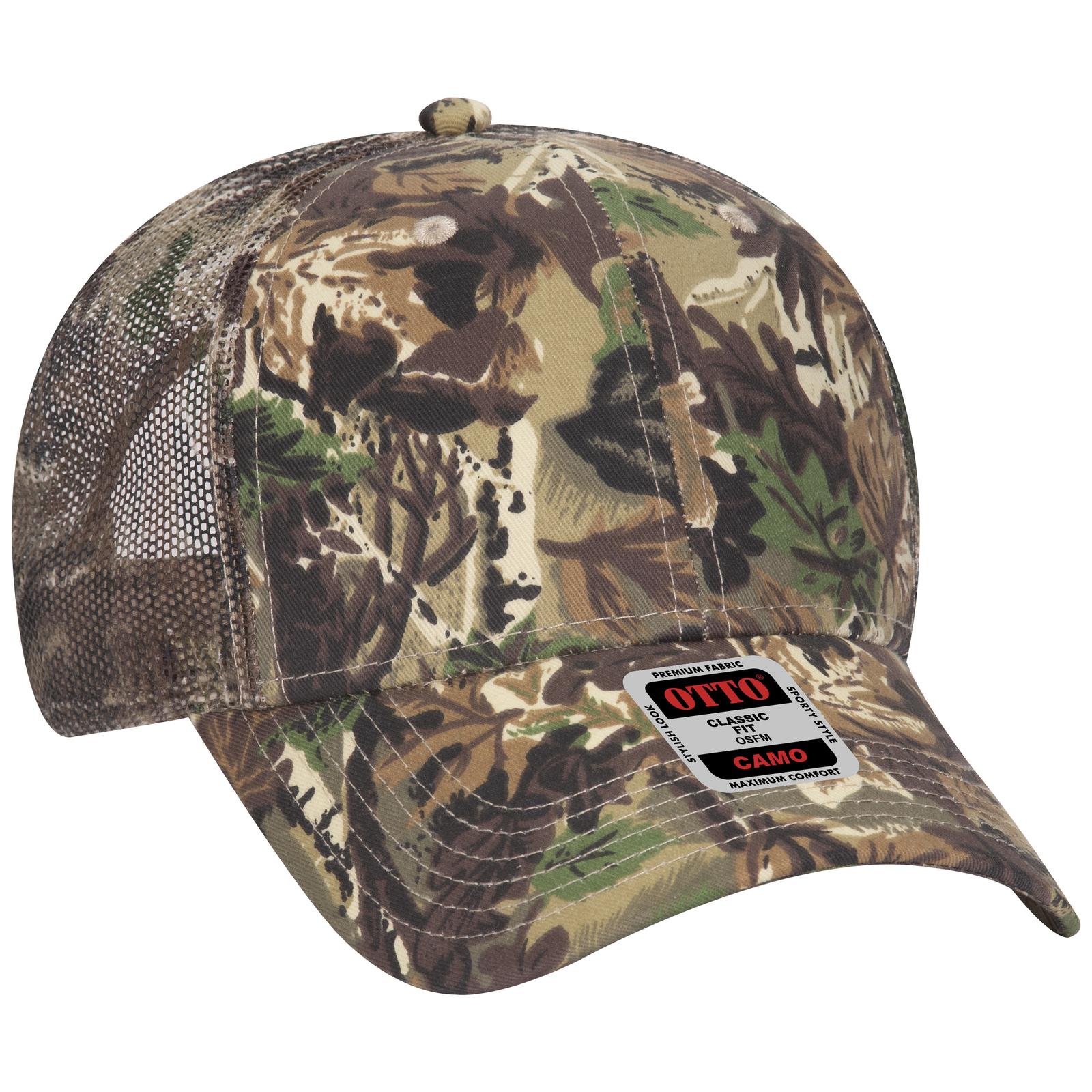 Front View of 180705 - Lt.Lod/Brn/Kly OTTO CAP Camouflage 6 Panel Low Profile Mesh Back Trucker Hat