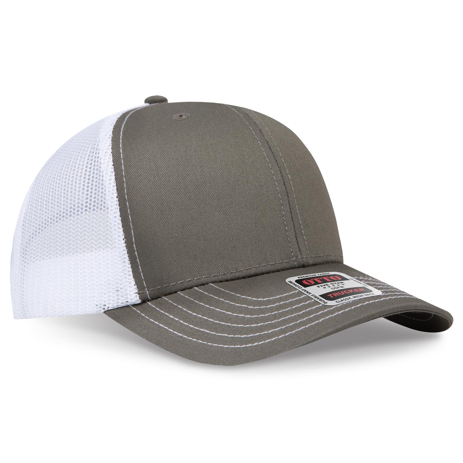 Right View of 212116 - Ol.Grn/Ol.Grn/Wht OTTO CAP 6 Panel Mid Profile Mesh Back Trucker Hat