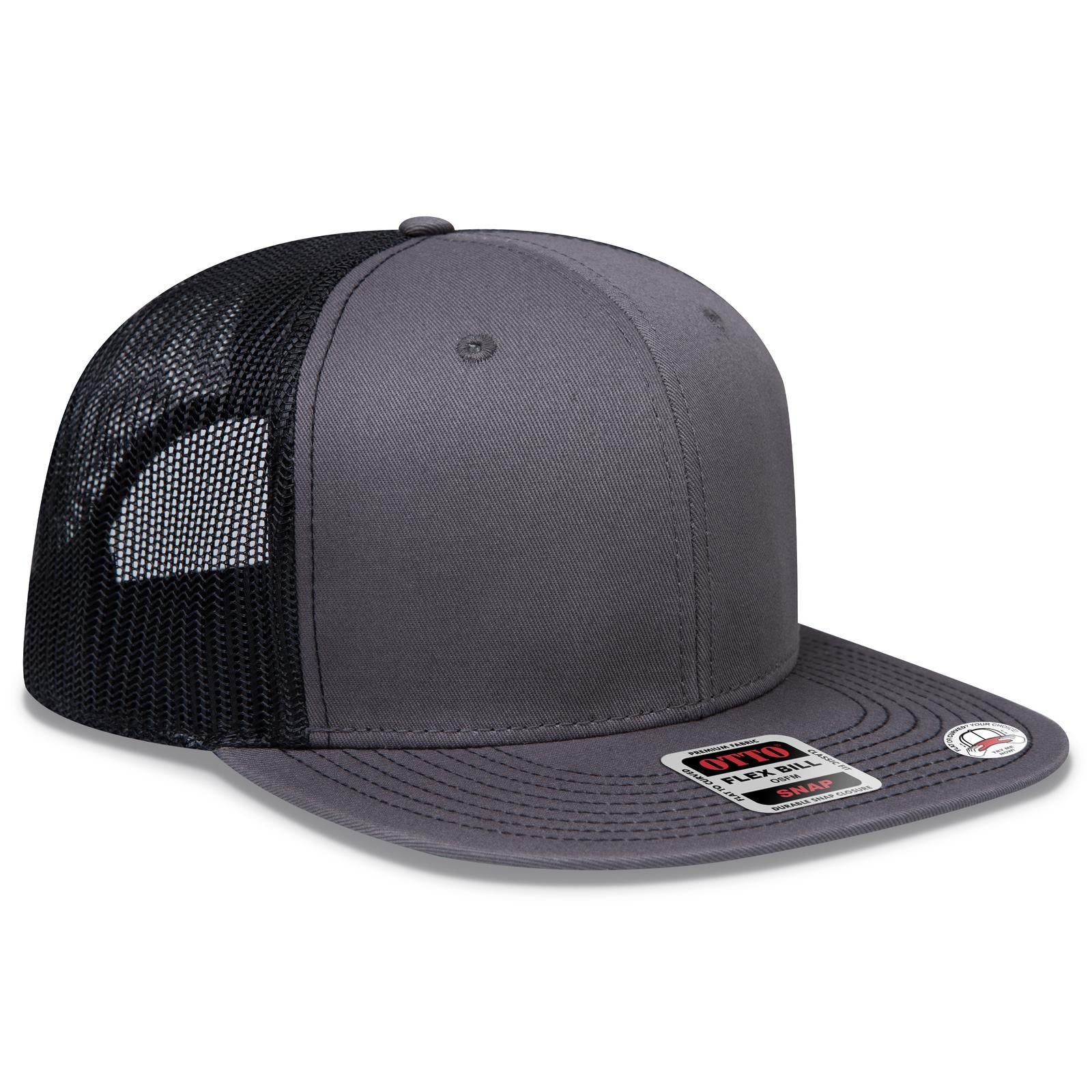 Right View of 252503B - Ch.Gry/Ch.Gry/Blk OTTO CAP "OTTO SNAP" 6 Panel Pro Style Mesh Back Trucker Snapback Hat