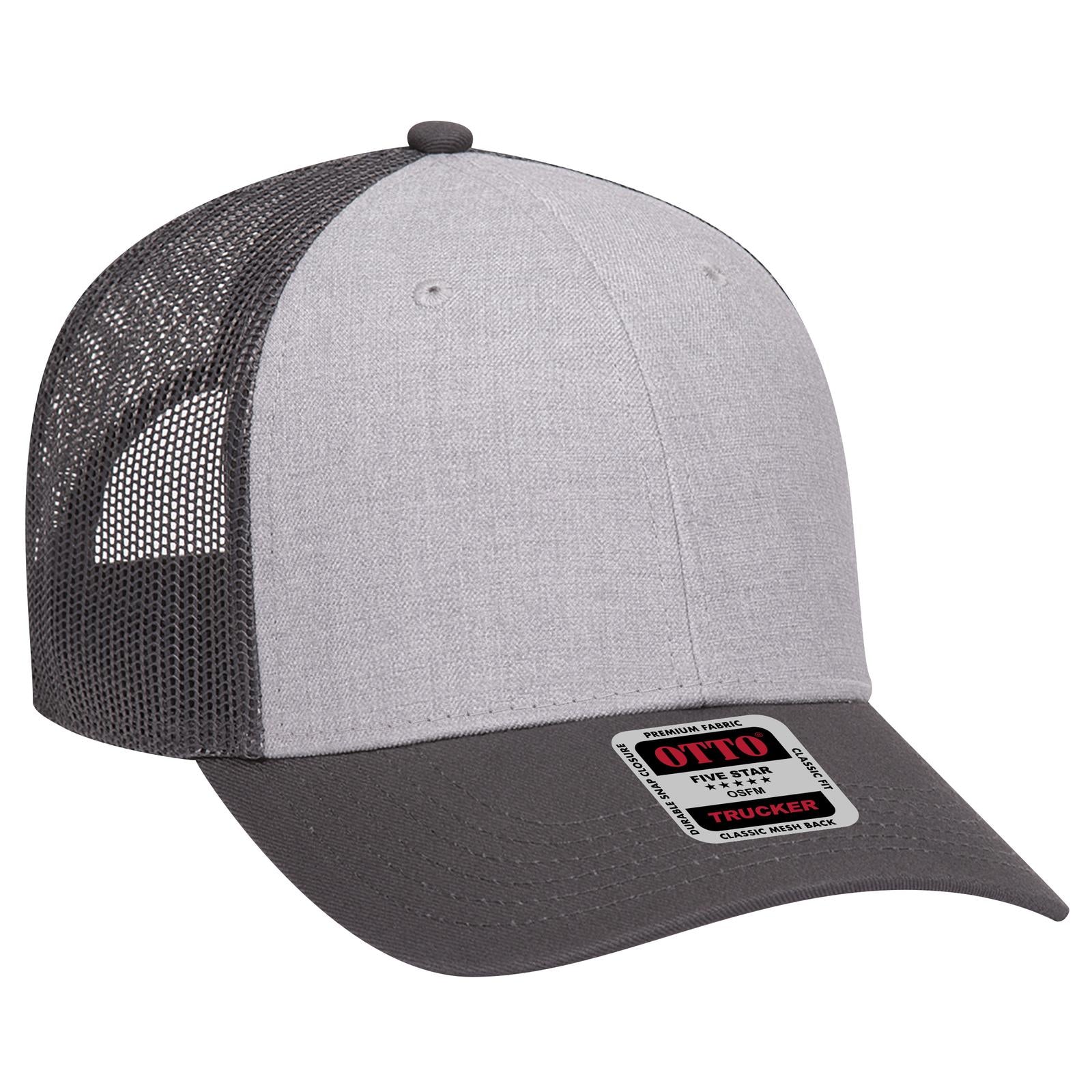 Right View of 257425 - CharcoalGray/HeatherGray/CharcoalGray OTTO CAP 6 Panel Low Profile Mesh Back Trucker Hat
