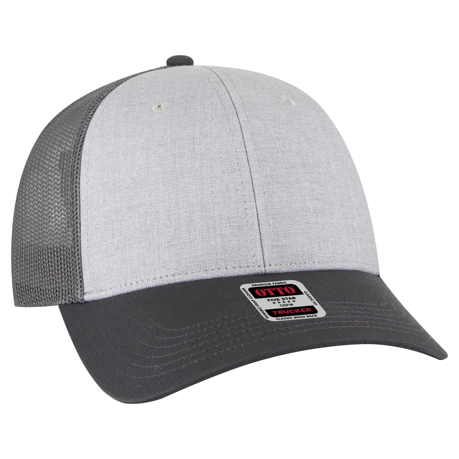 Right View of 257425 - CharcoalGray/HeatherGray/CharcoalGray OTTO CAP 6 Panel Low Profile Mesh Back Trucker Hat