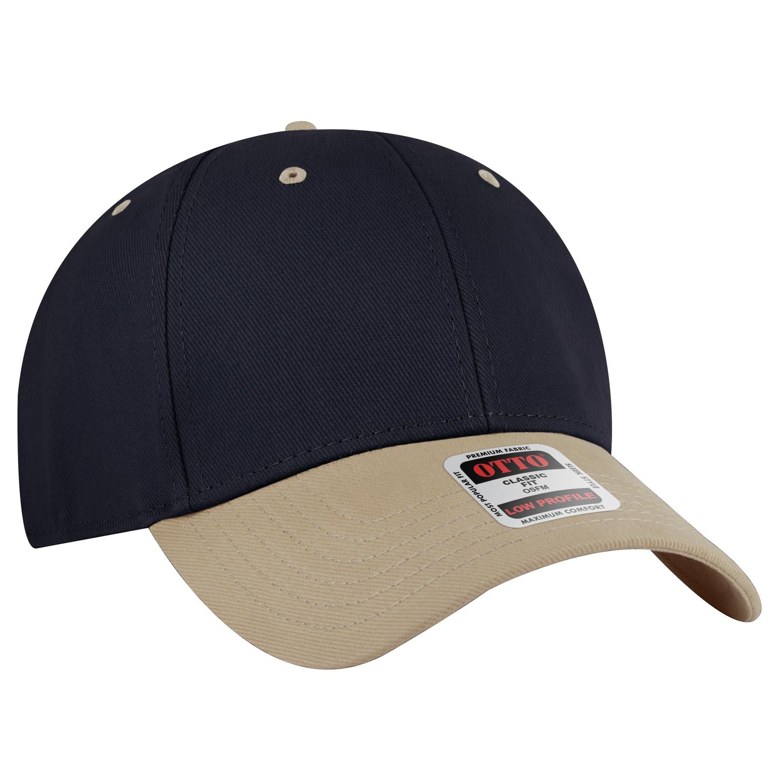 Right View of 3204 - Kha/Nvy OTTO CAP 6 Panel Low Profile Baseball Cap