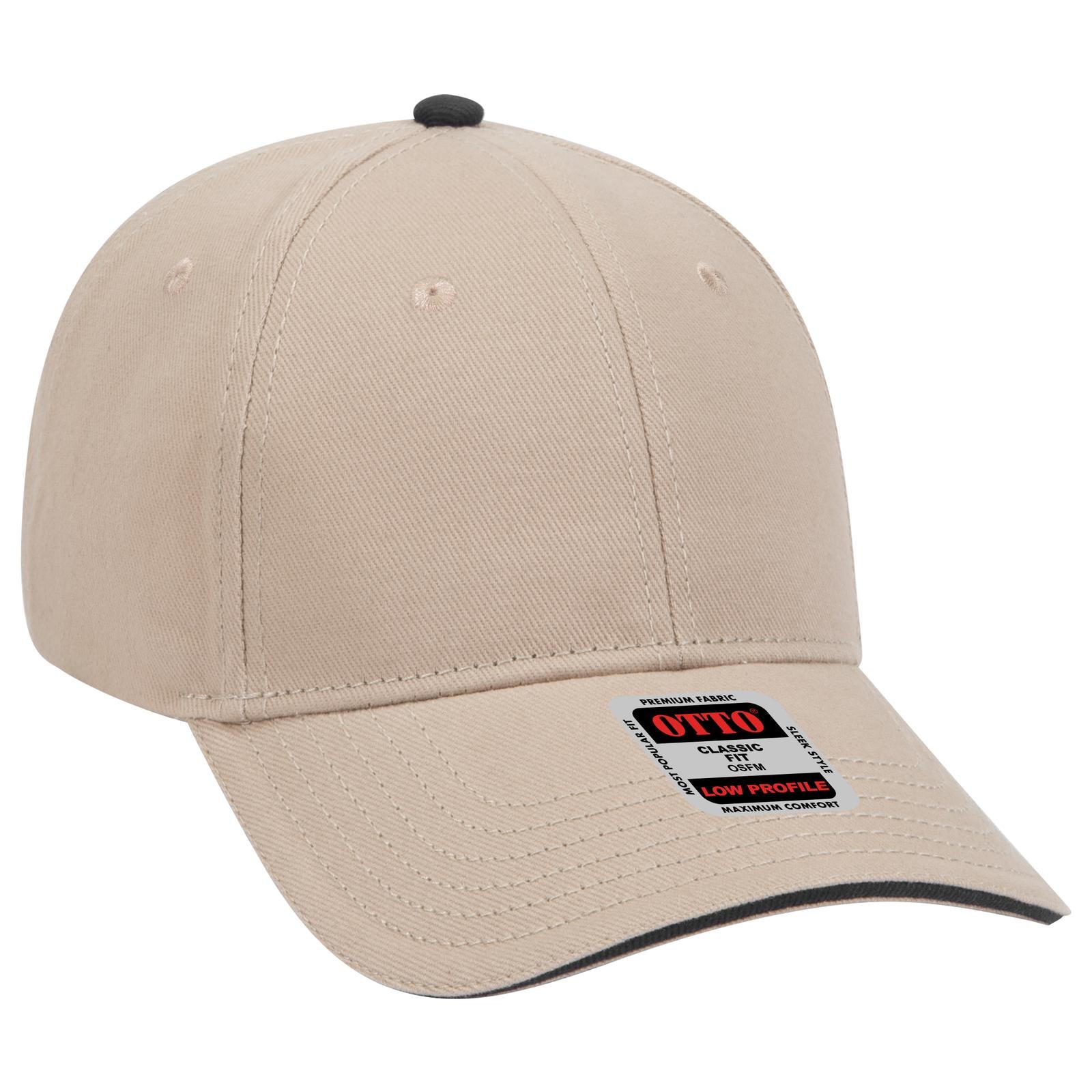 Right View of 323203 - Kha/Kha/Blk OTTO CAP 6 Panel Low Profile Baseball Cap