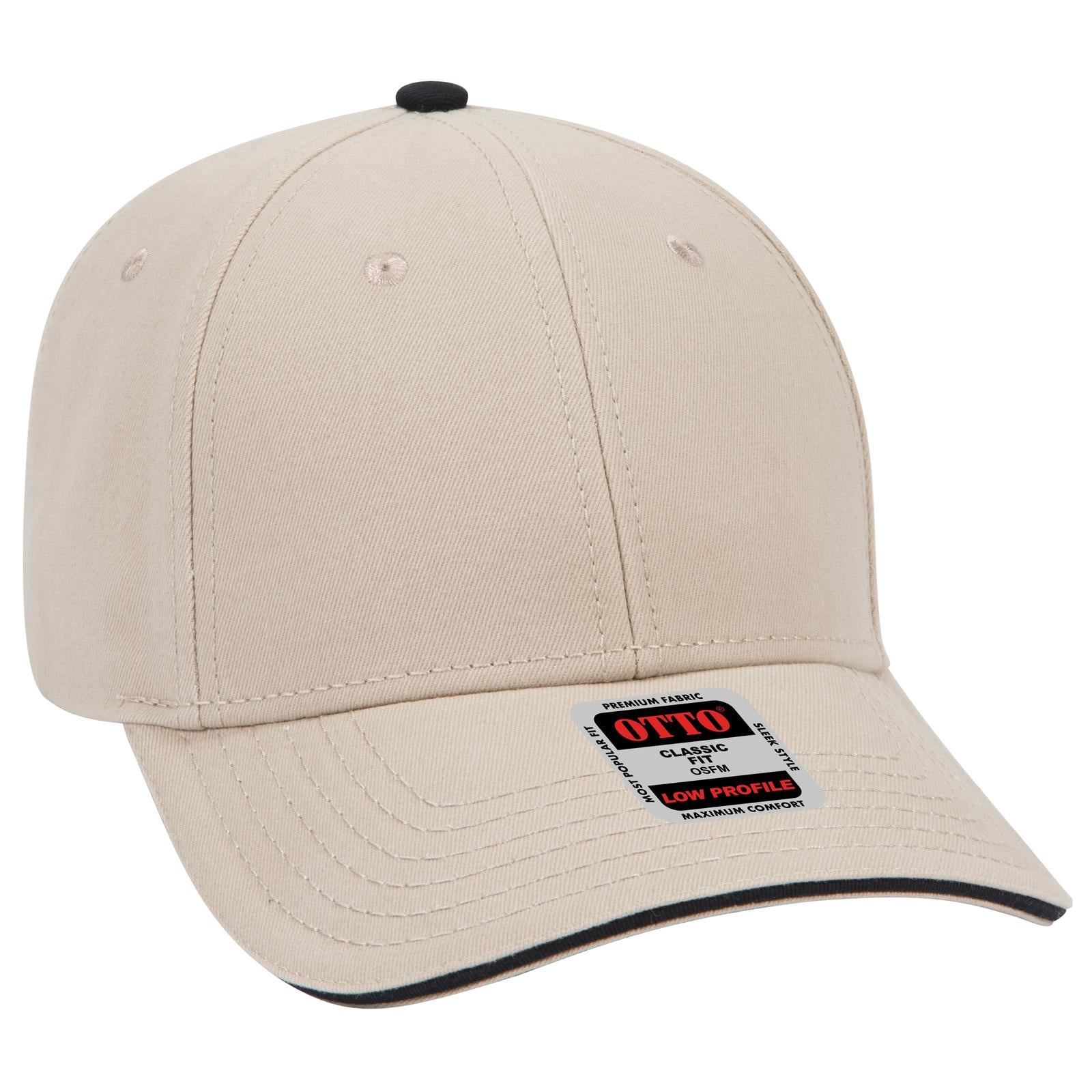 Right View of 323203 - Kha/Kha/Blk OTTO CAP 6 Panel Low Profile Baseball Cap
