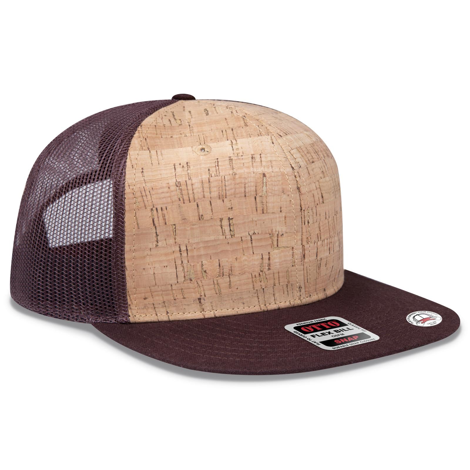 Right View of 3911239 - D.Brn/Cork/D.Brn OTTO CAP "OTTO SNAP" 6 Panel Pro Style Mesh Back Trucker Snapback Hat