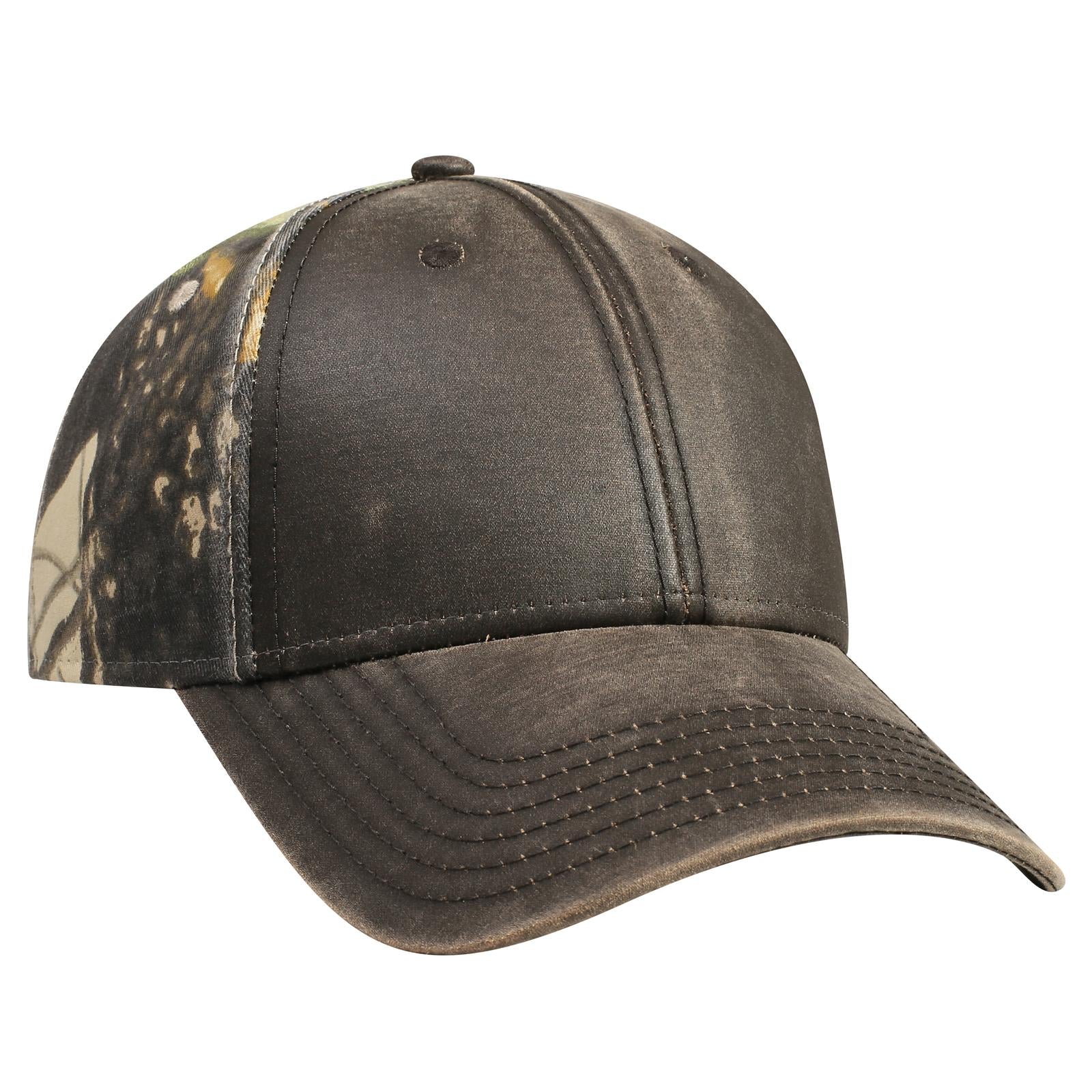 Front View of 39320317 - Dk.Brn/Kha/Blk/Dk.Grn OTTO CAP Camouflage 6 Panel Low Profile Baseball Cap
