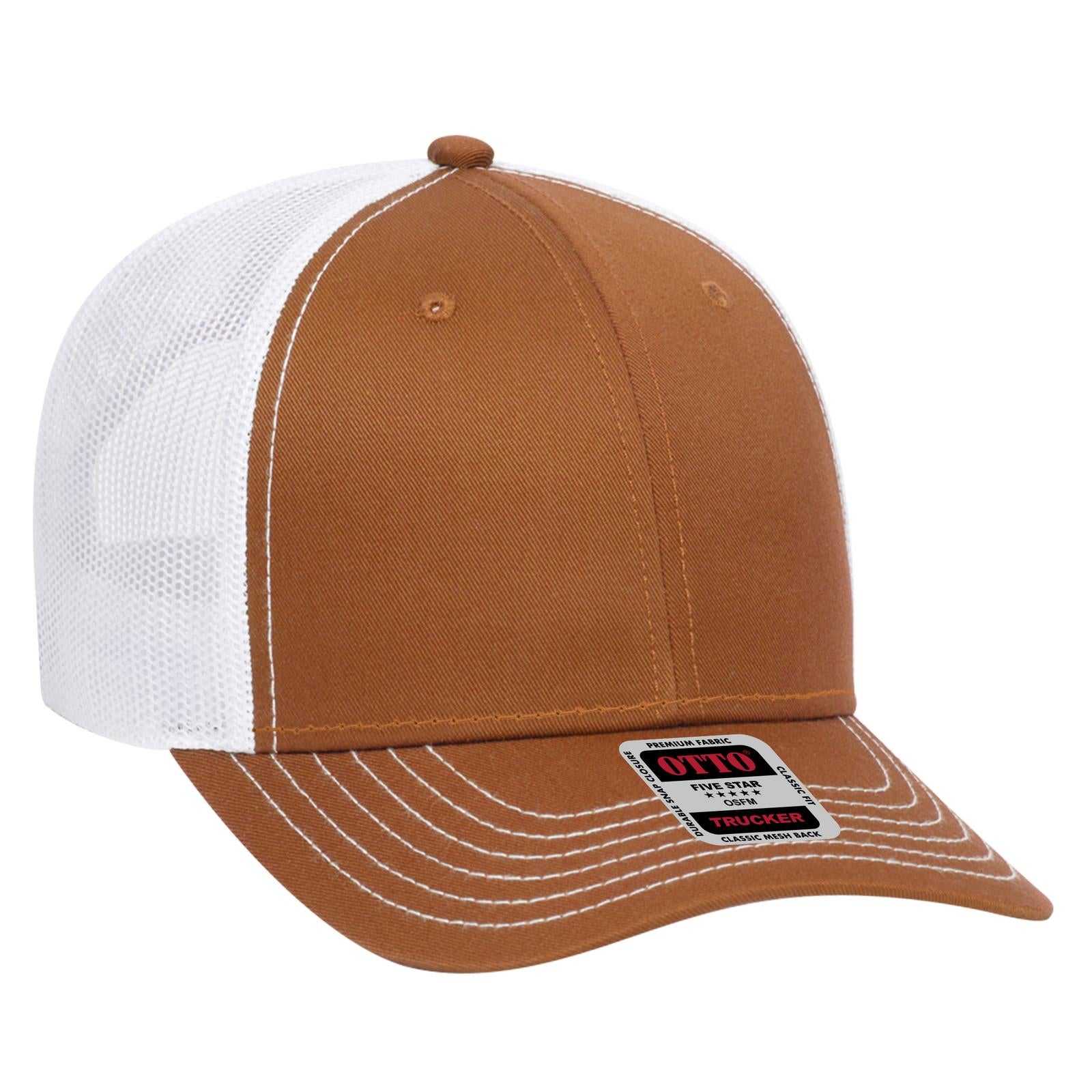 Right View of 444416 - Tx Org/Tx Org/Wht OTTO CAP 6 Panel Low Profile Mesh Back Trucker Hat