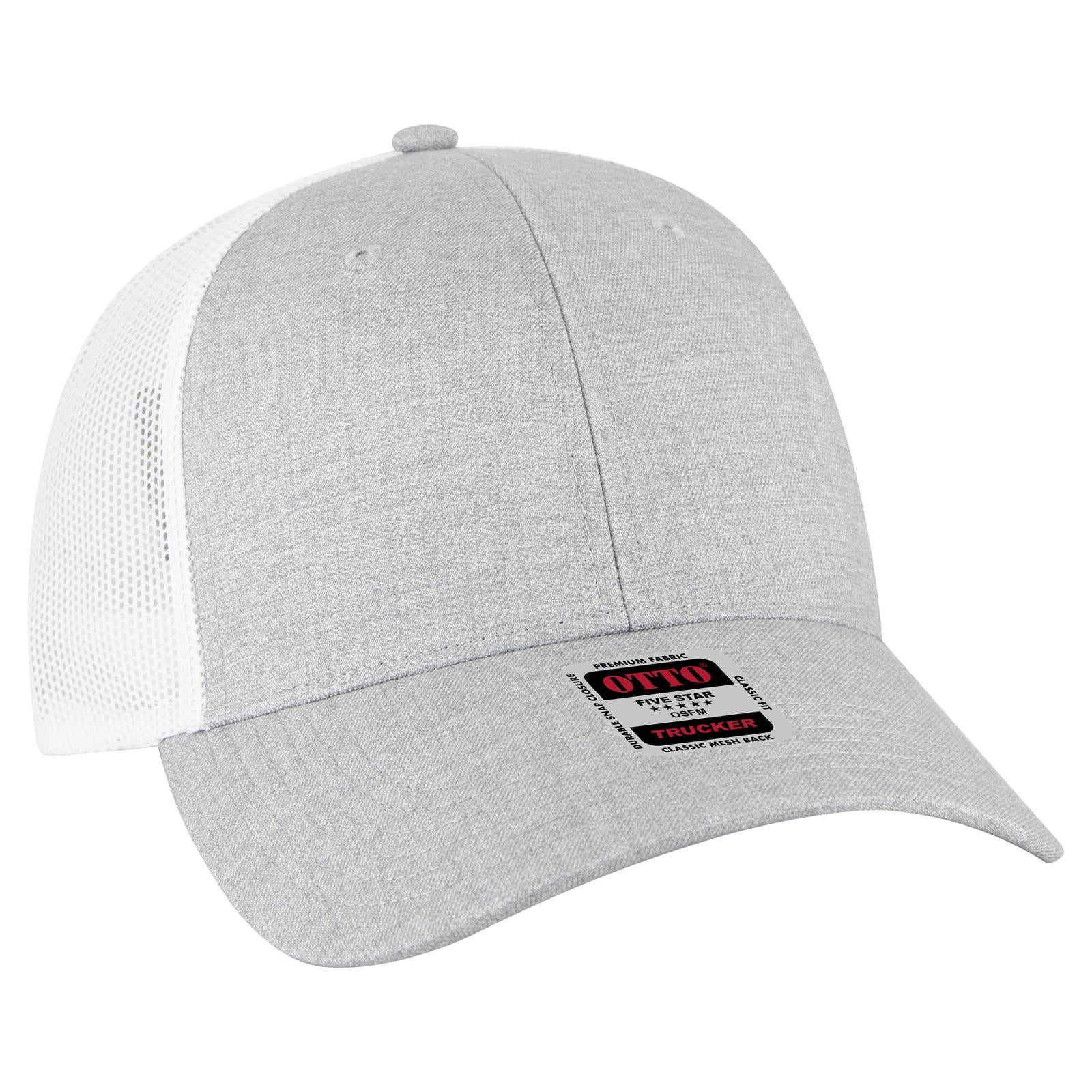 Right View of 747416 - H. Gry/H. Gry/Wht OTTO CAP 6 Panel Low Profile Mesh Back Trucker Hat