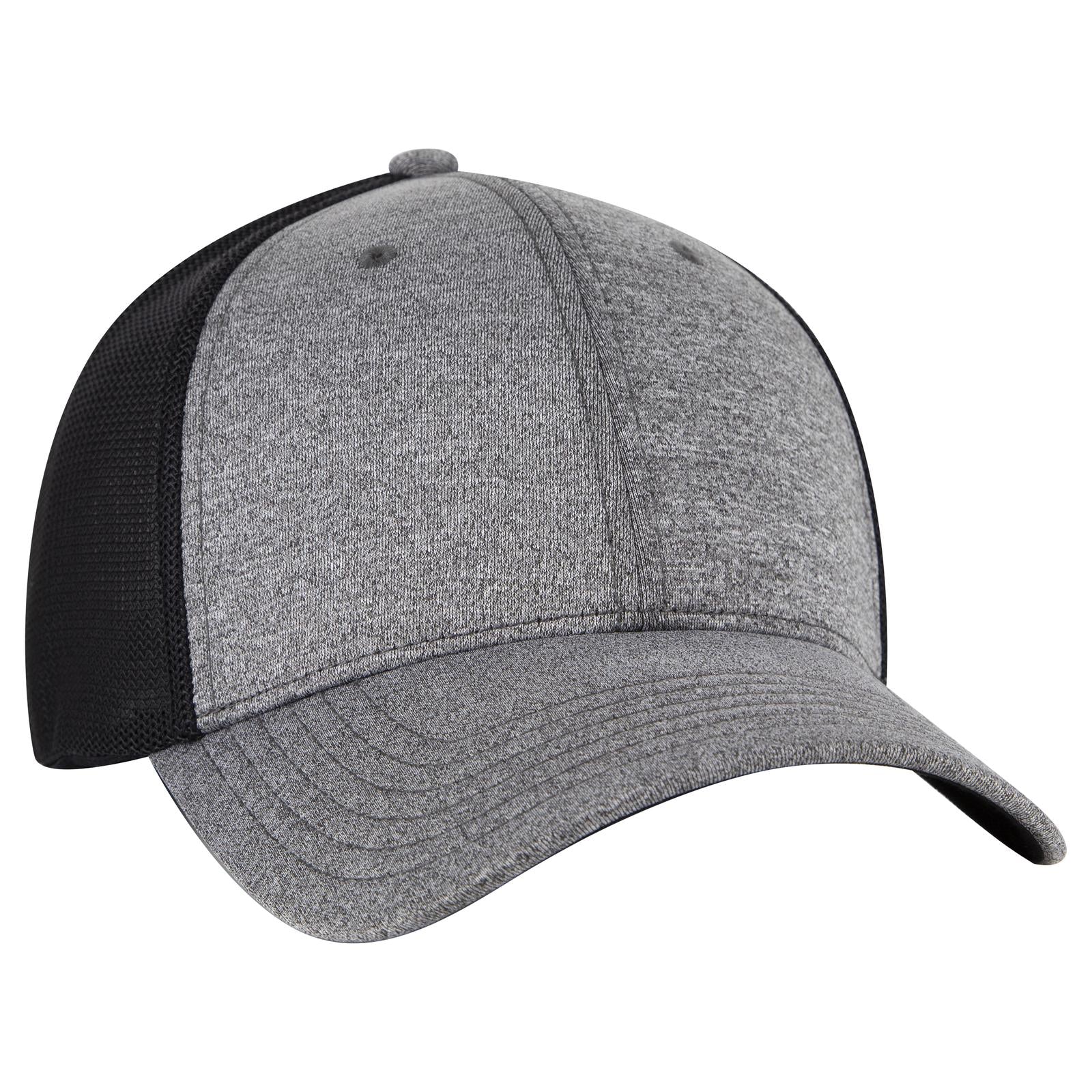 Right View of 8003A - Ht.Blk/Blk OTTO CAP "OTTO FLEX" Fitted 6 Panel Low Profile Mesh Back Trucker Hat