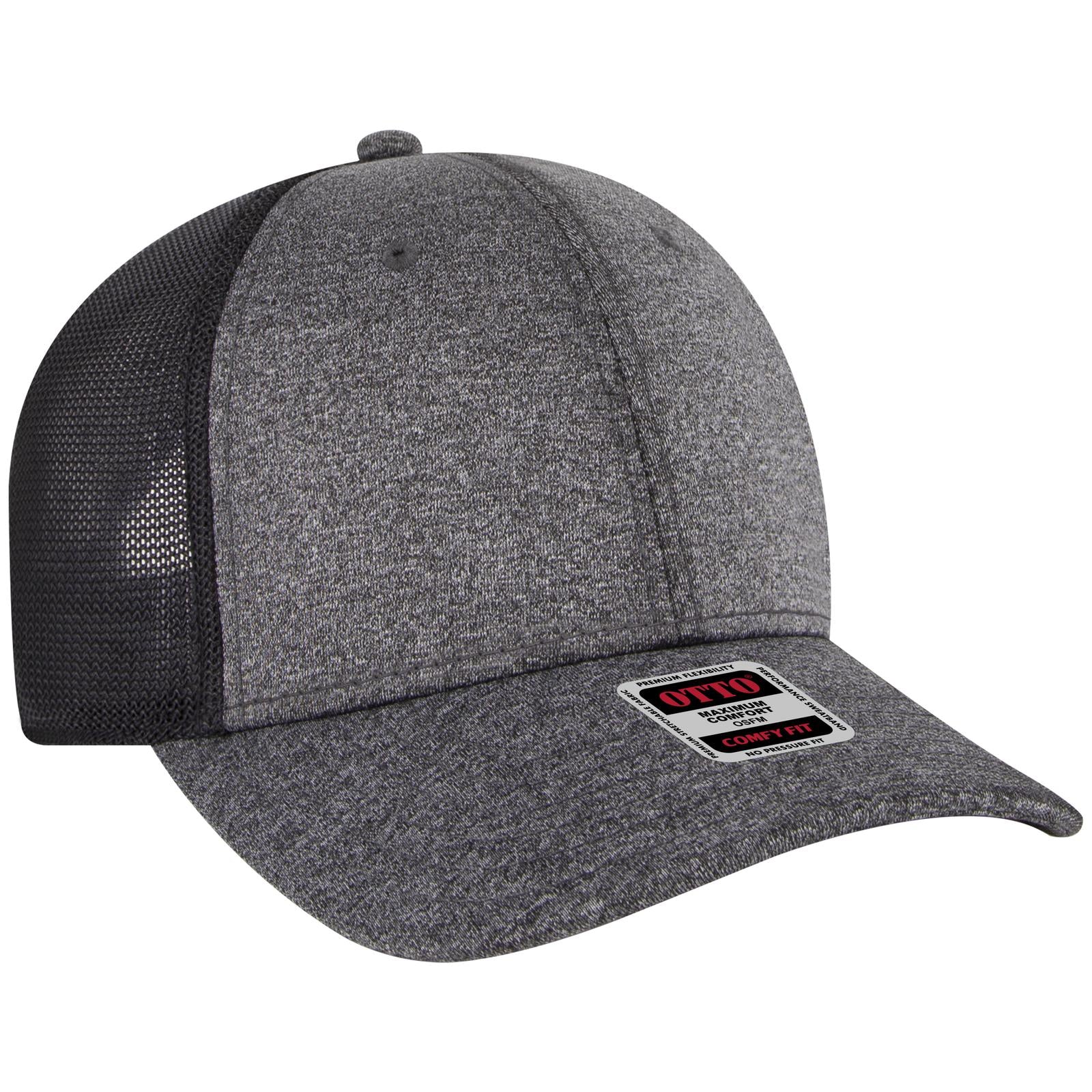 Right View of 808003B - Hth.Blk/Hth.Blk/Blk OTTO CAP "OTTO COMFY FIT" 6 Panel Low Profile Mesh Back Trucker Hat