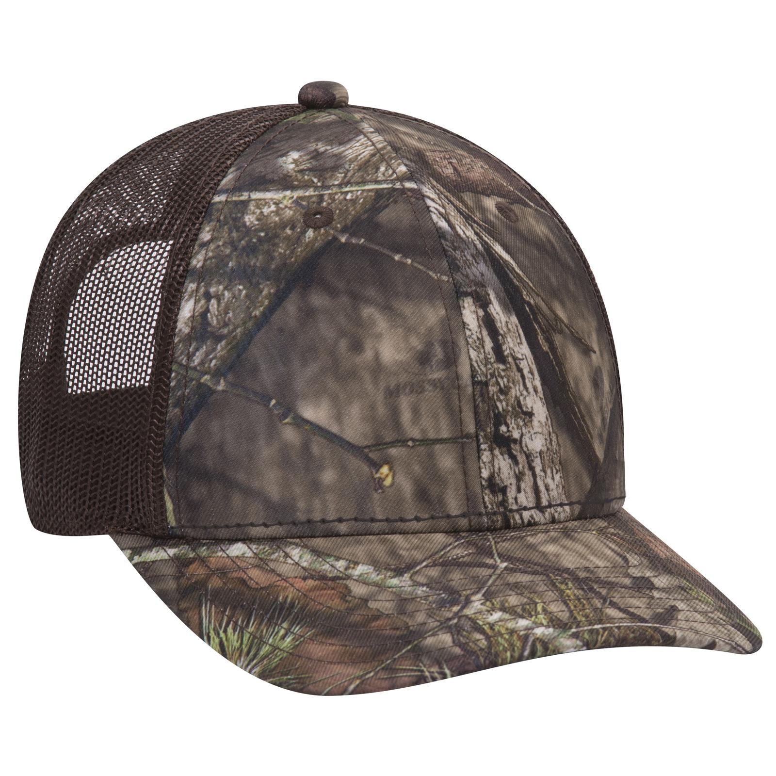Right View of MO239 - Break Up Country/Dk. Brn OTTO CAP Mossy Oak Camouflage 6 Panel Low Profile Mesh Back Trucker Hat