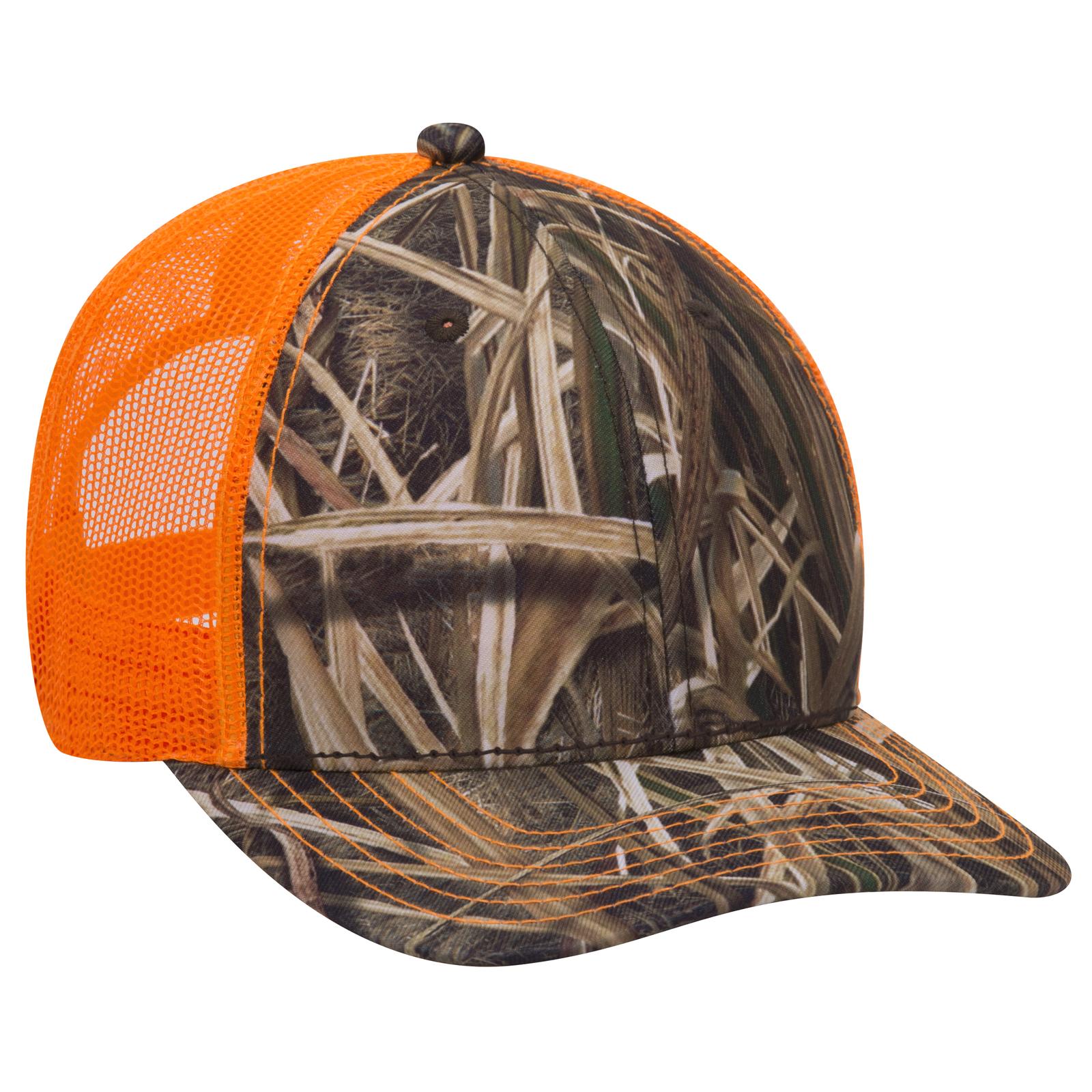 Right View of MO409 - Shadow Grass Blades/N.Org OTTO CAP Mossy Oak Camouflage 6 Panel Low Profile Mesh Back Trucker Hat